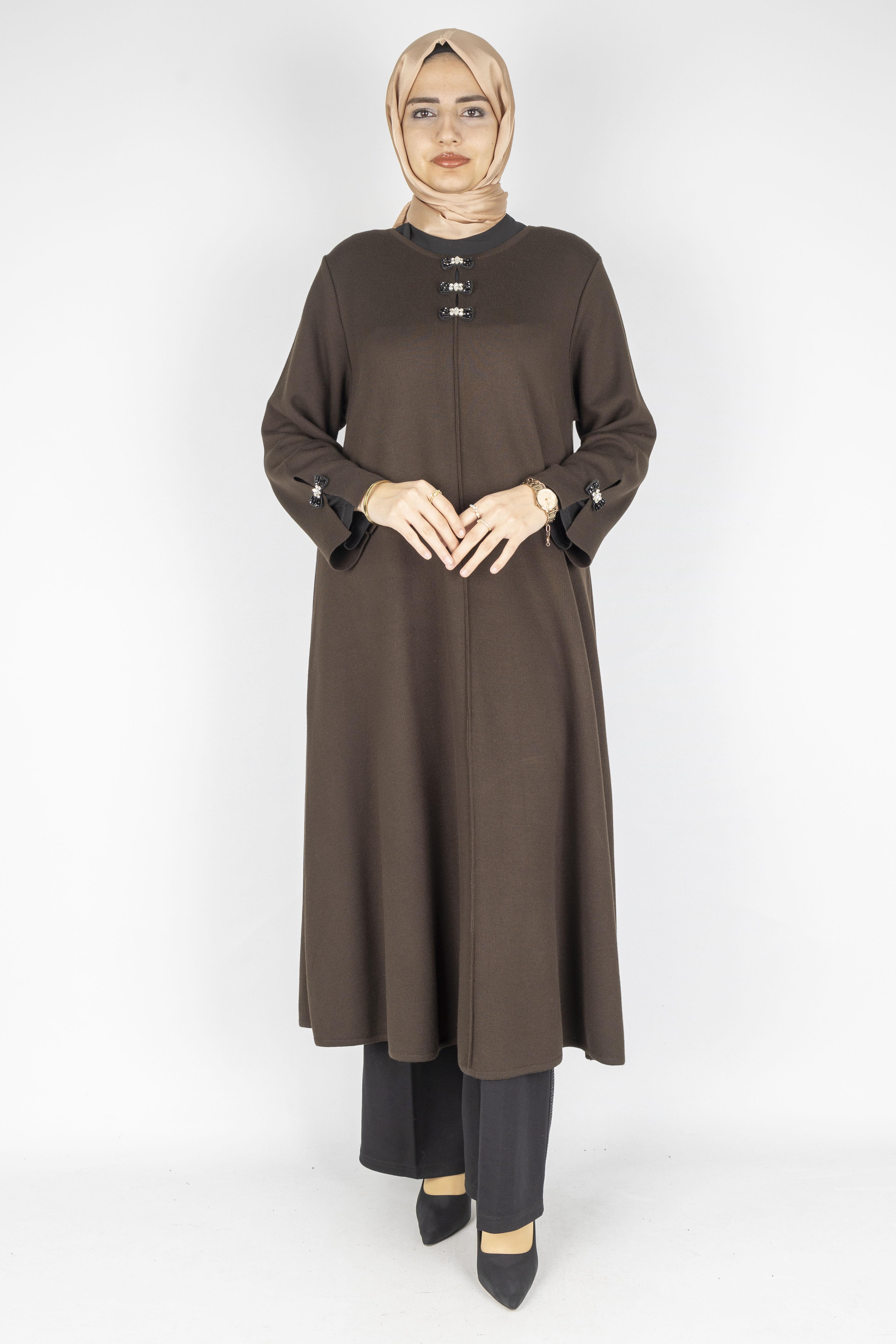 Büyük Beden Çelik Örme Elbise&Tunik Kahve OTW14291
