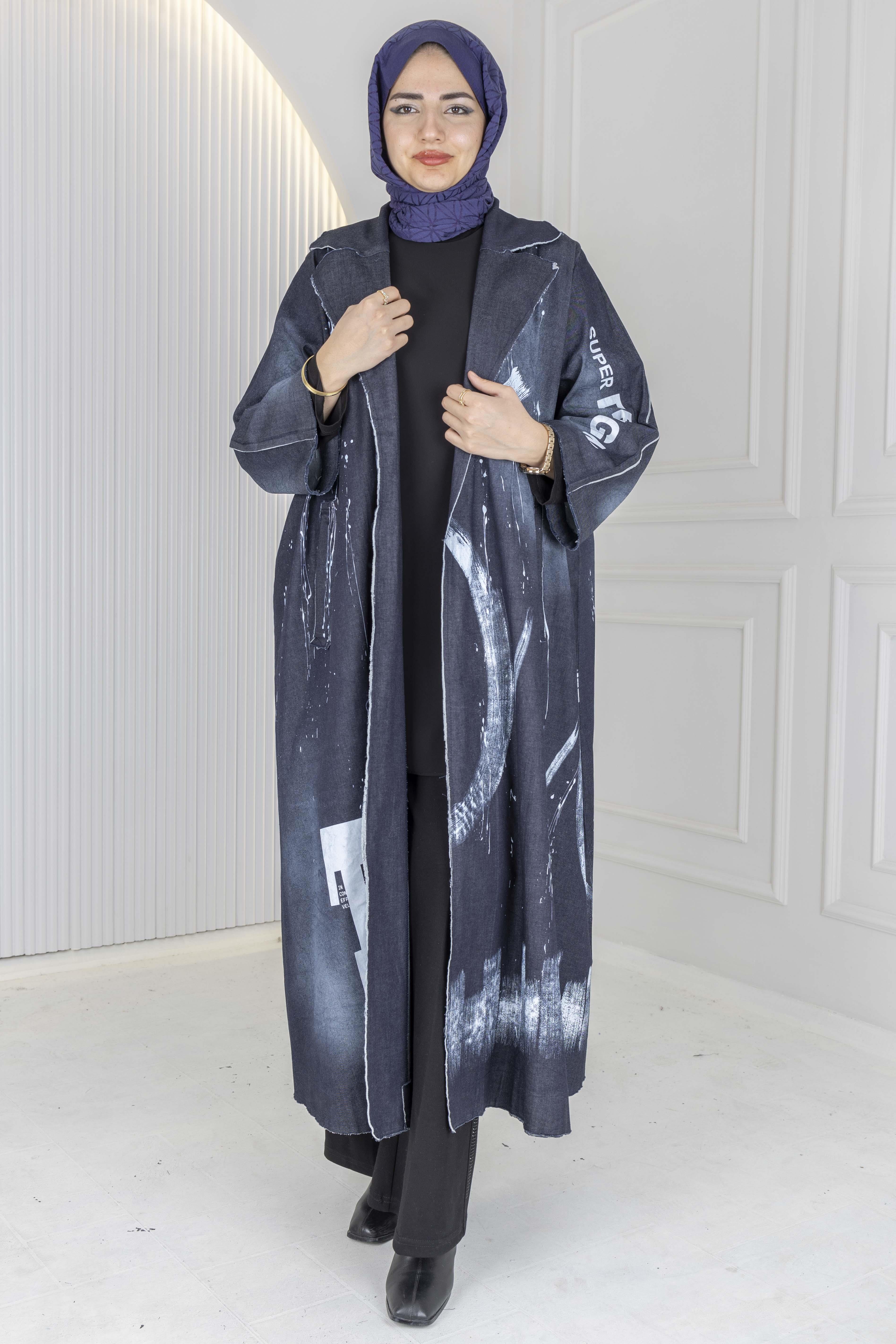 Büyük Beden Denim Kap Kot Mavi OTW9844
