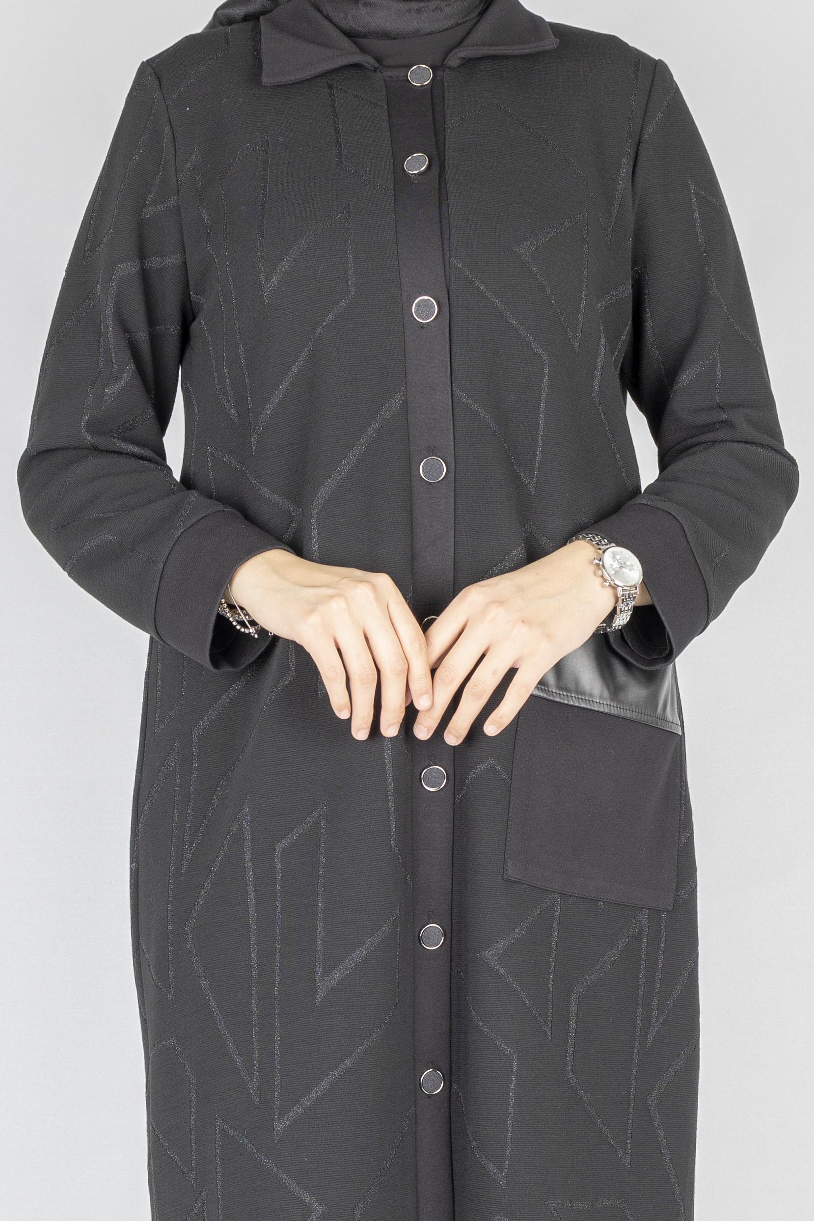 Büyük Beden Desenli Çelik Örme Kap Siyah OTW568