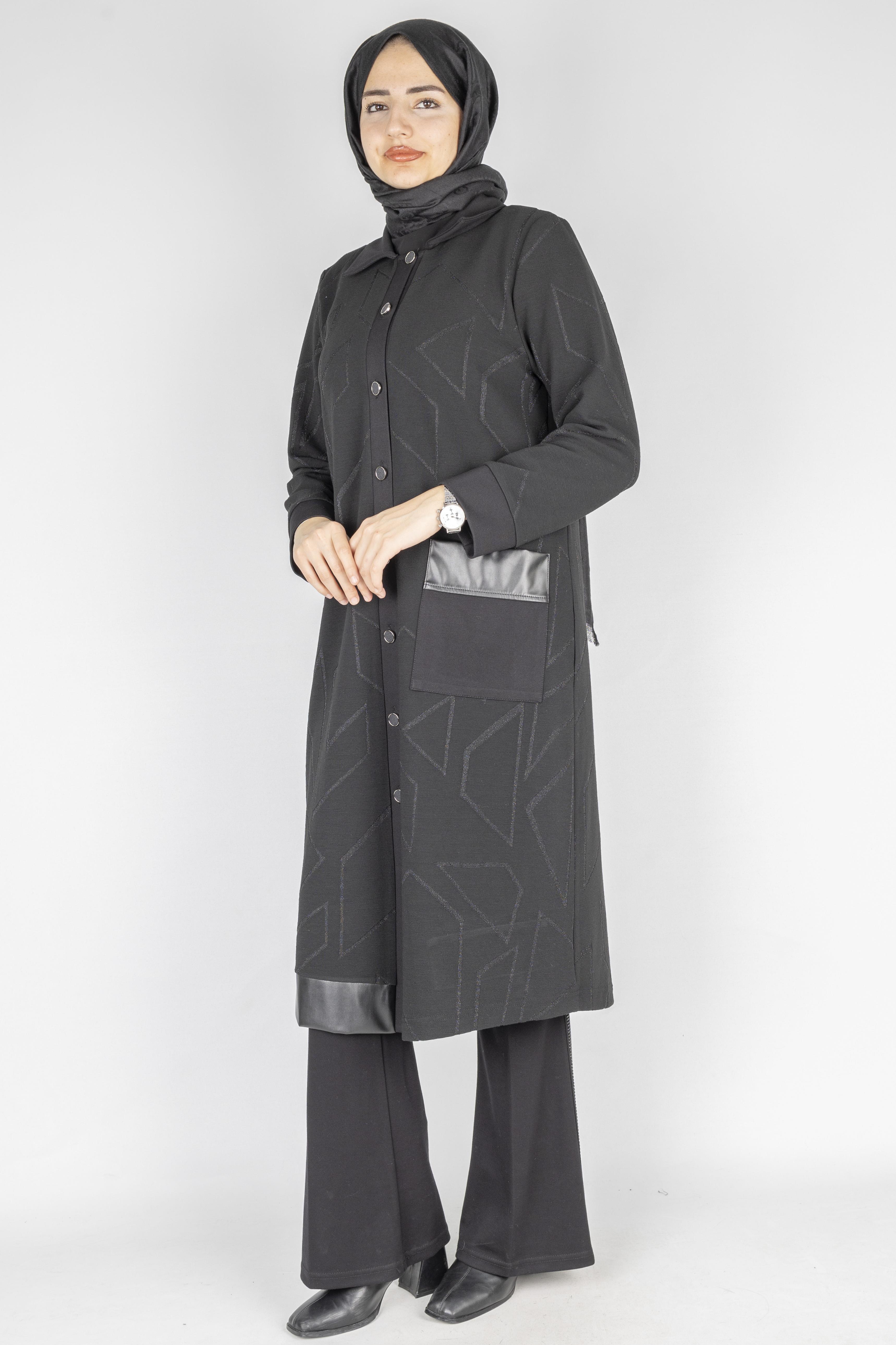 Büyük Beden Desenli Çelik Örme Kap Siyah OTW568