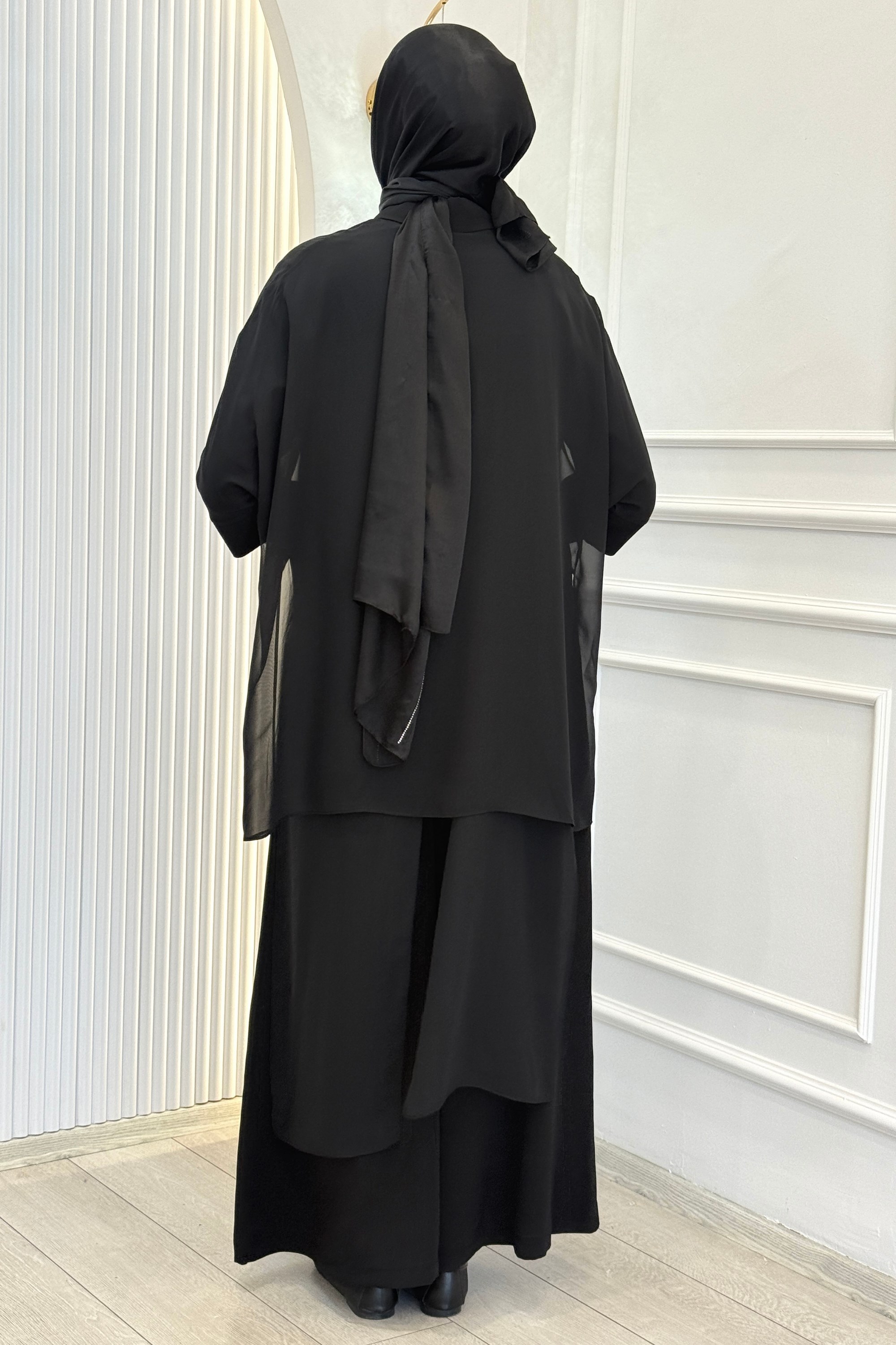 Büyük Beden Modern Kesim Şık Pantolonlu Takım Siyah OTW5057
