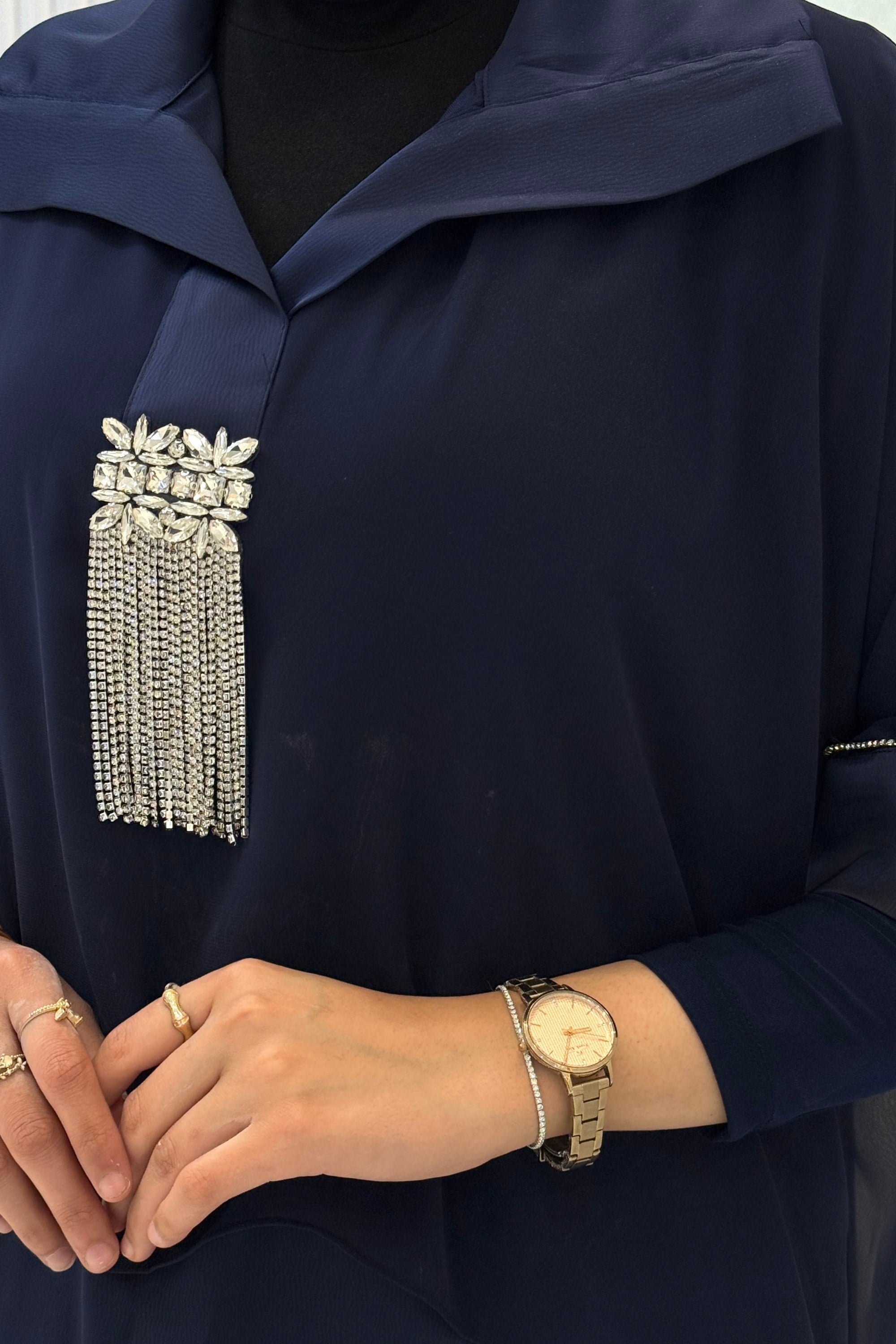 Büyük Beden Şifon Detaylı Pantolonlu Takım Saks OTW46843