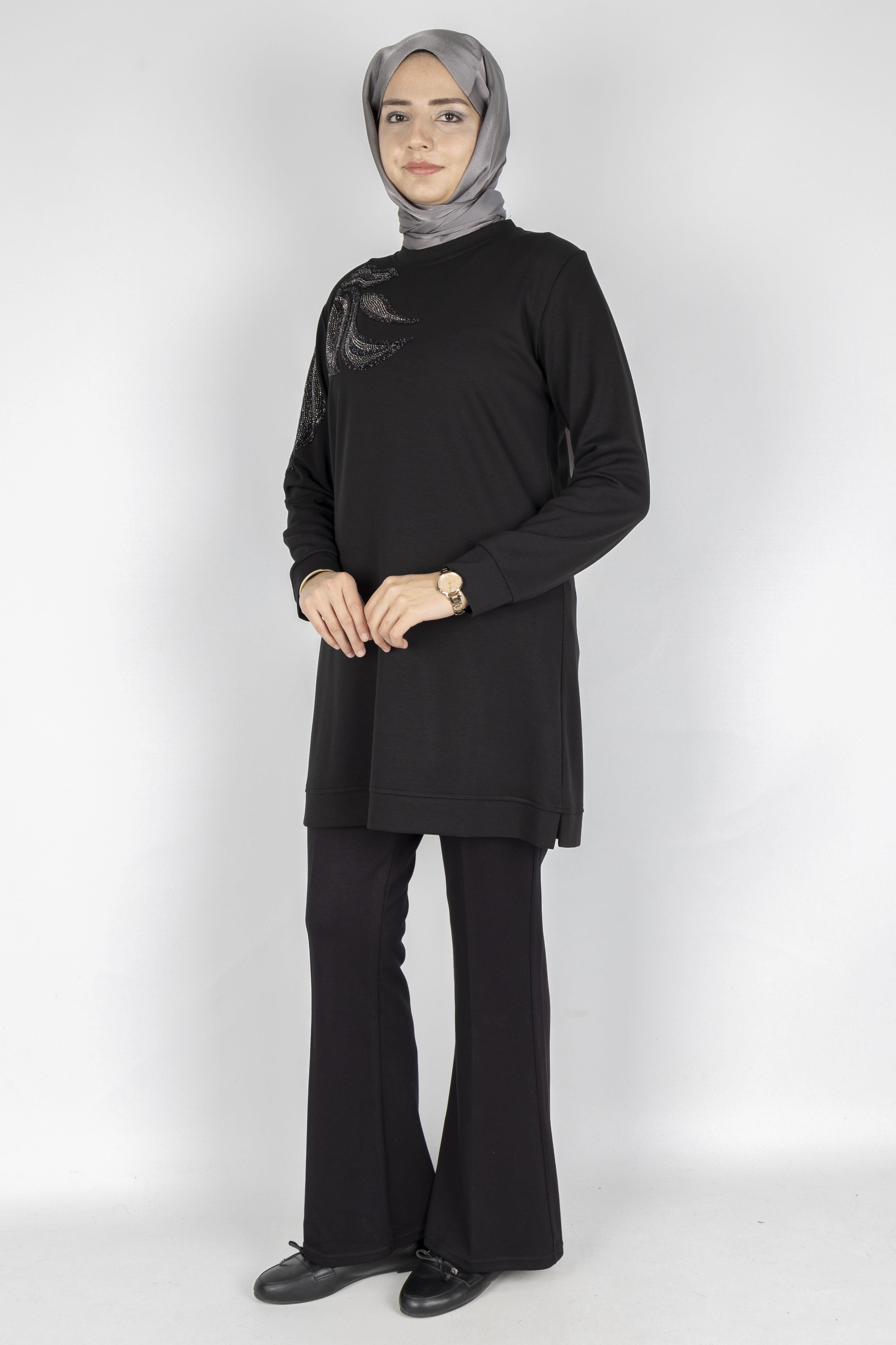 Büyük Beden Tunik Siyah OTW2117