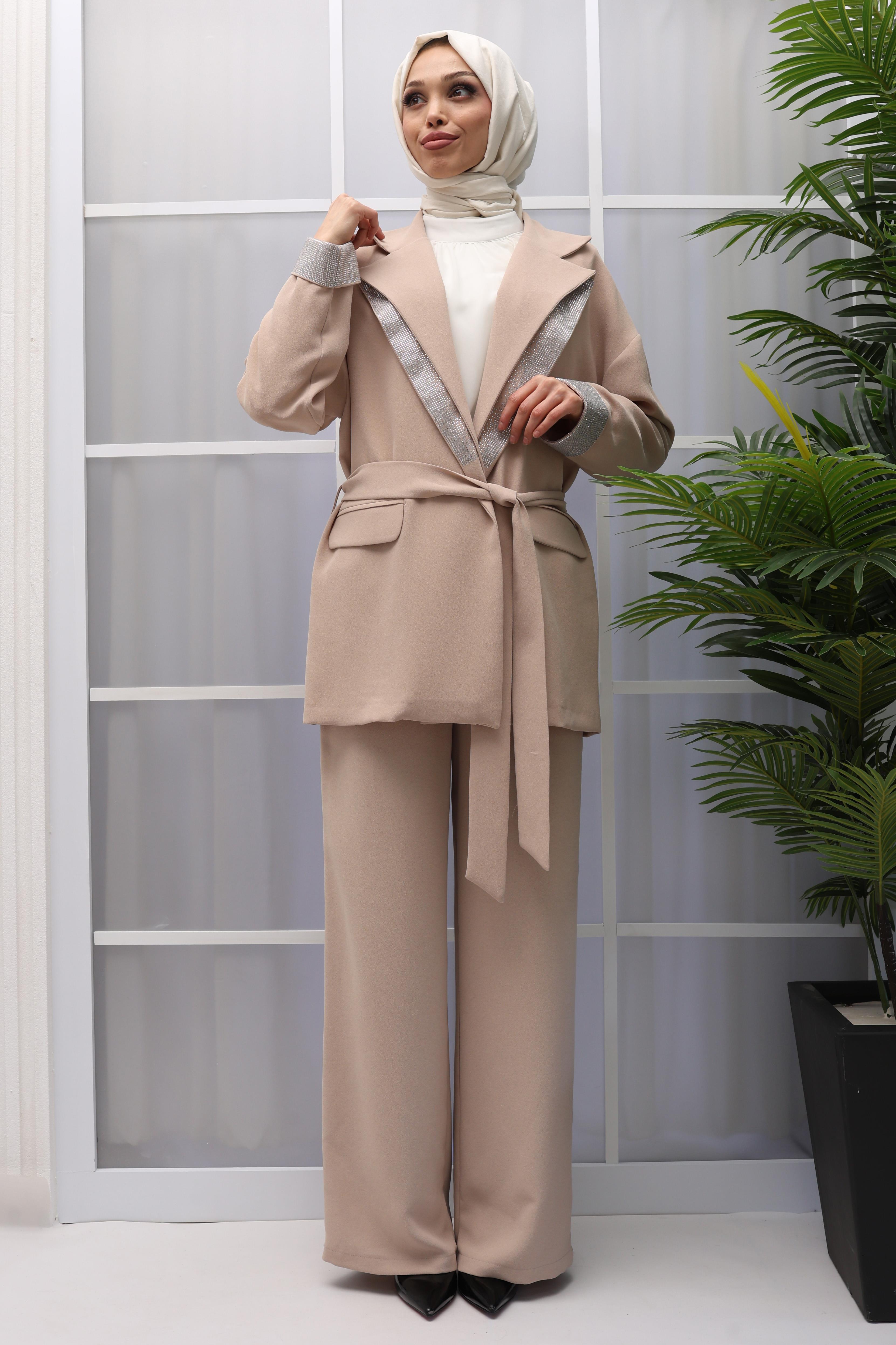 CEKETLİ PANTOLONLU TAKIM Taş OTW8501