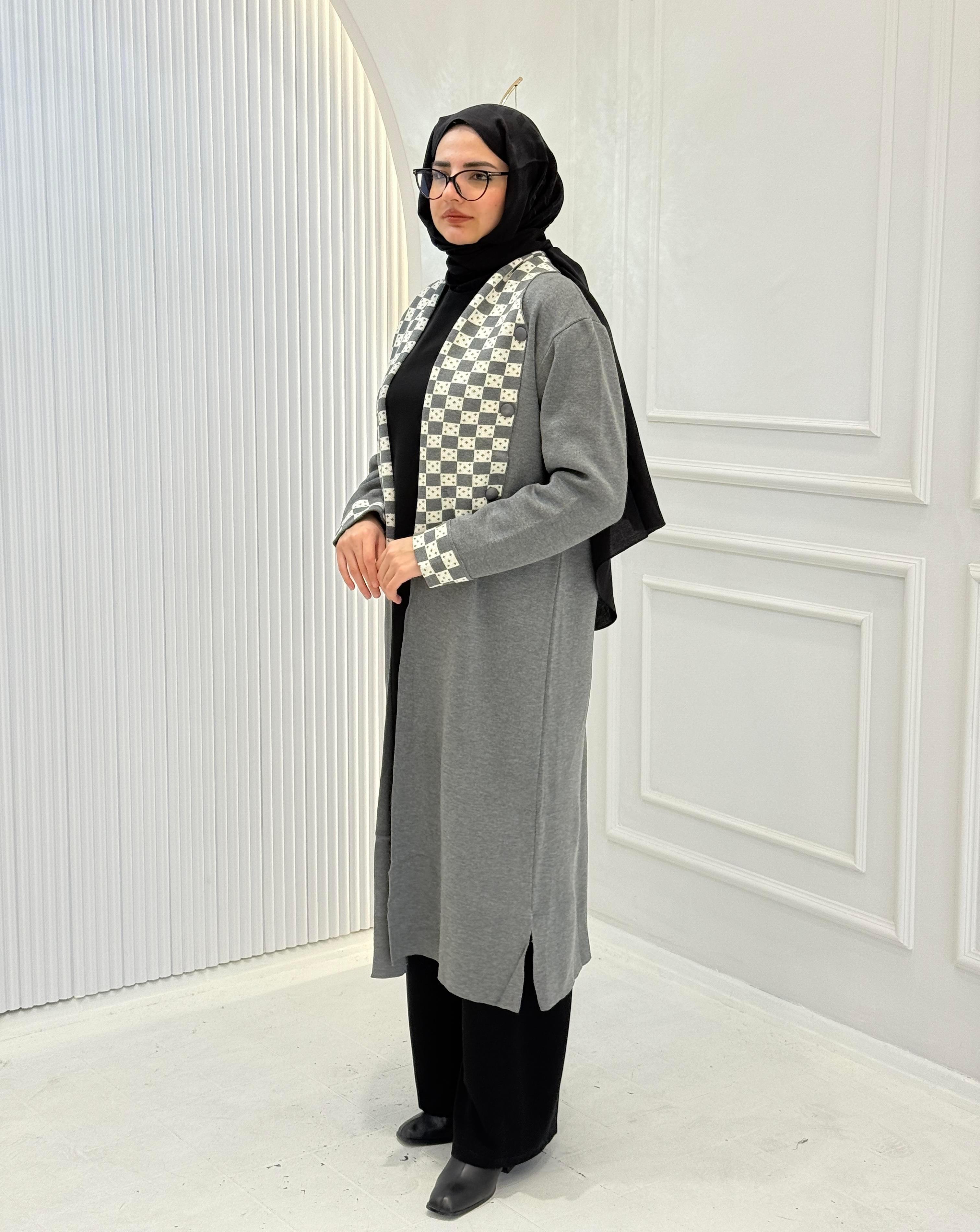 Çelik Örme Triko Hırka Gri OTW116