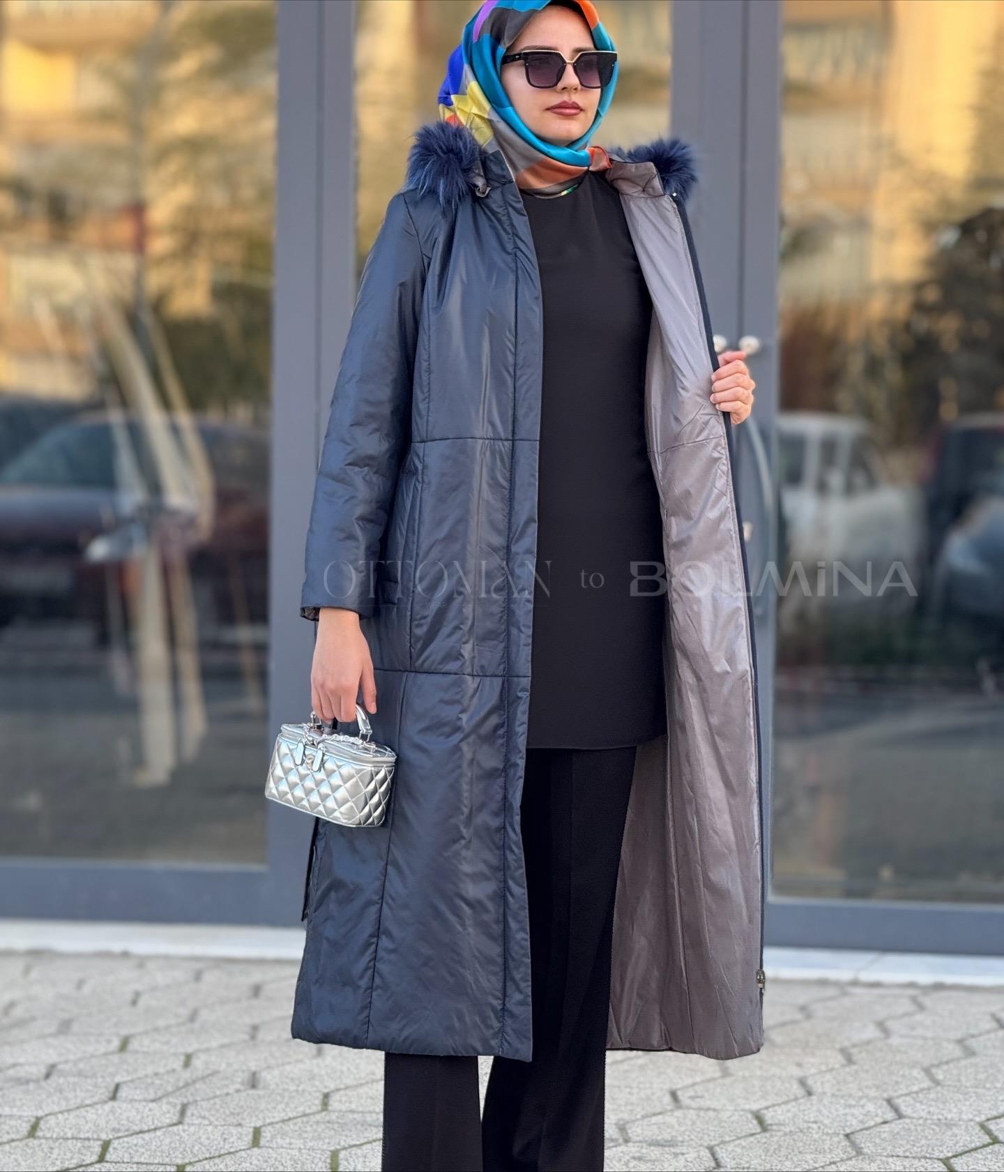 Çift Taraflı Şişme Mont Lacivert OTW36250