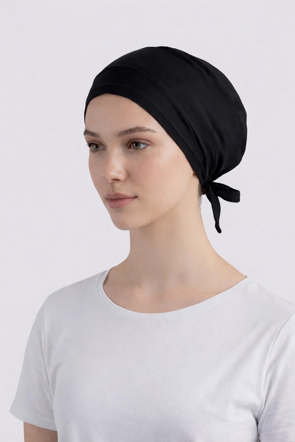 Dikişili Düz Penye Bone Siyah OTW4315