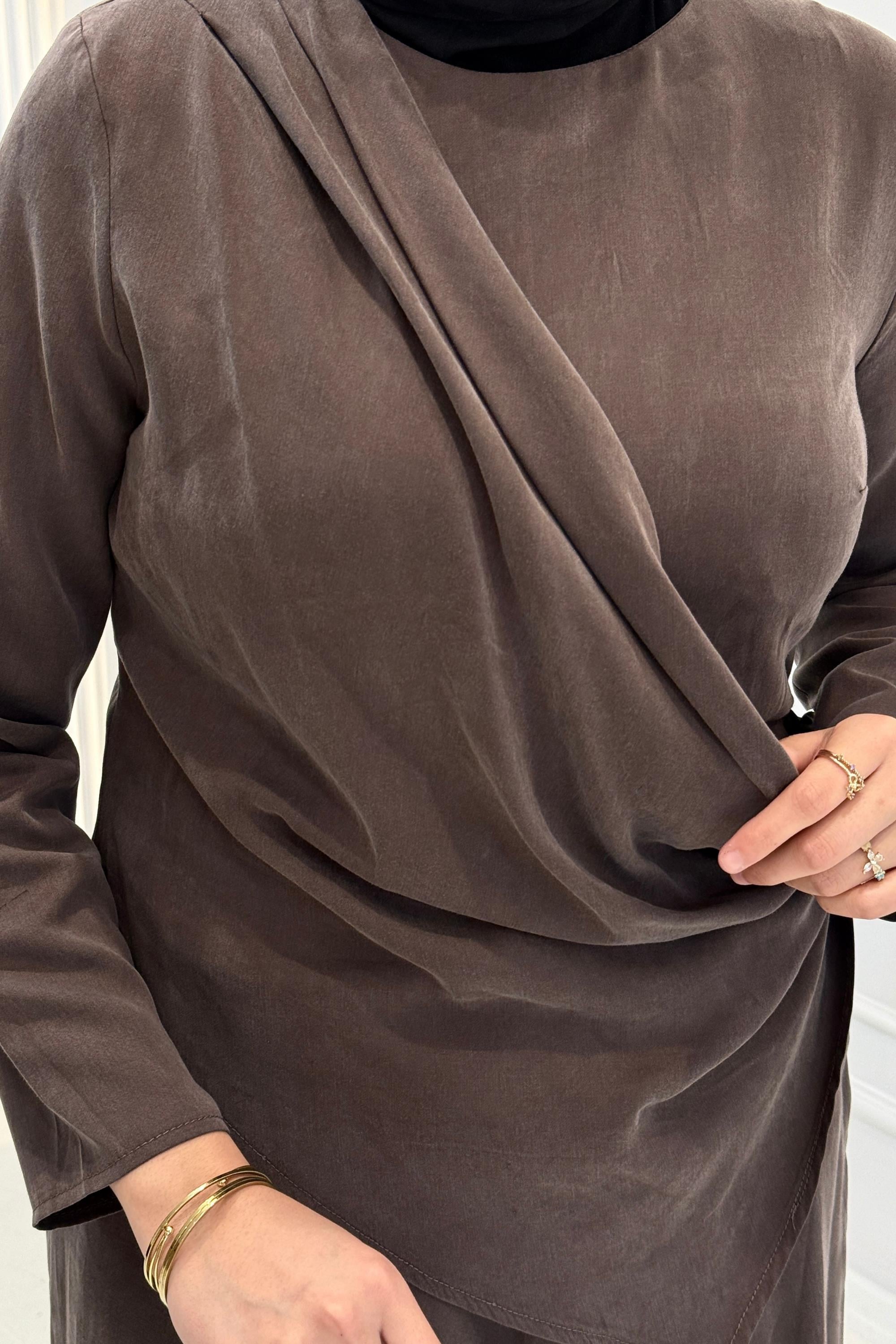 Drapeli Tensel Qupra Etekli Takım Kahve OTW8630