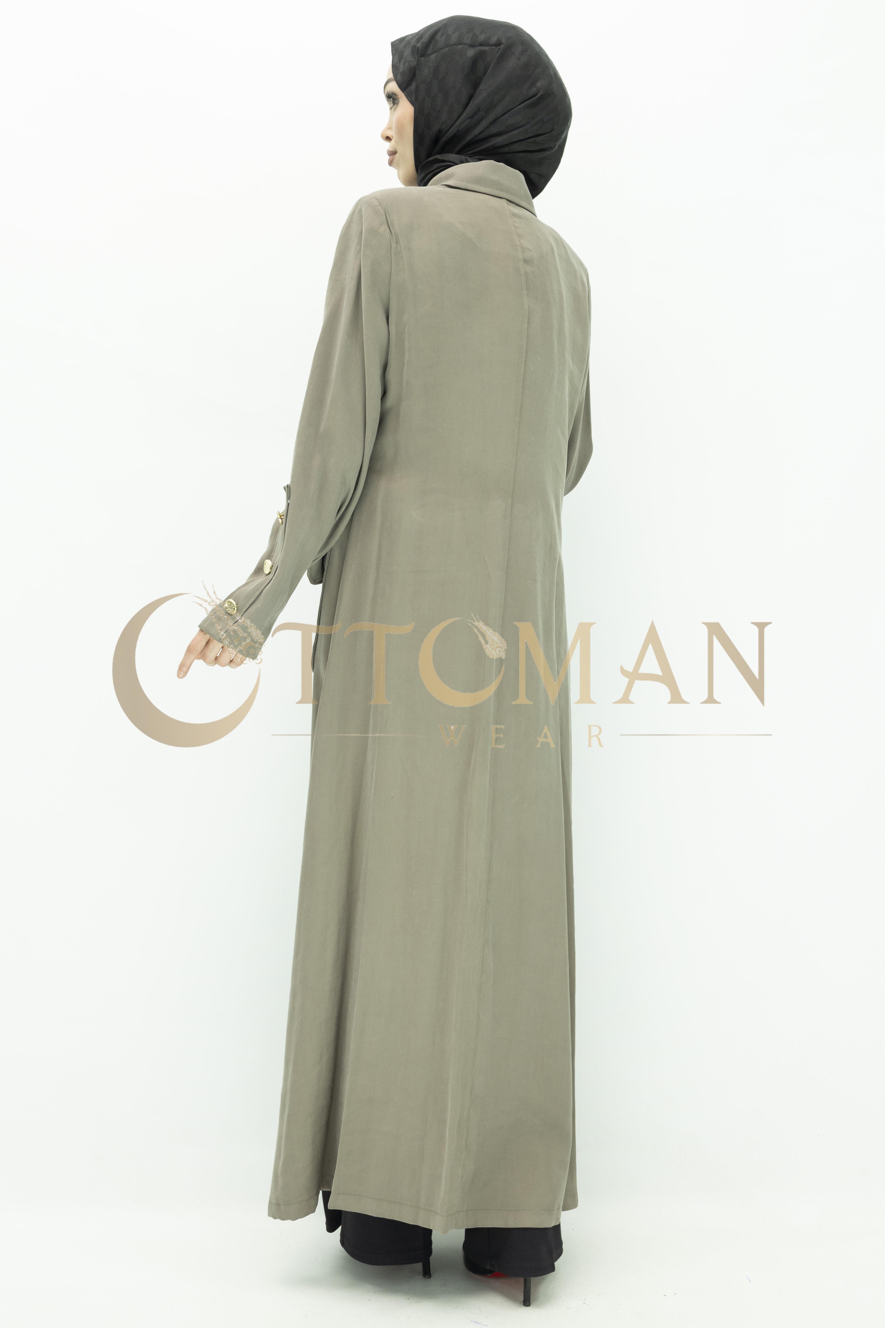 Düğme Detaylı Tencel Kumaş Büyük Beden Kap Haki OTW36282