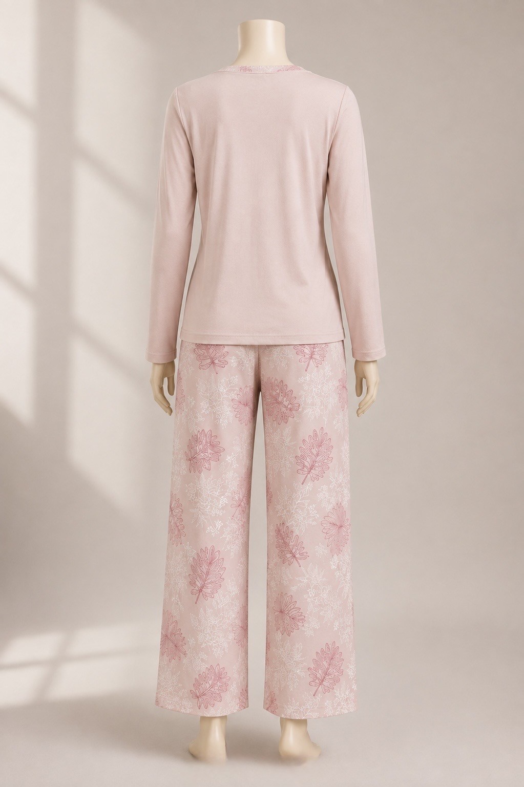 Düğme Detaylı Uzun Kollu Pijama Takımı Pembe OTW1468