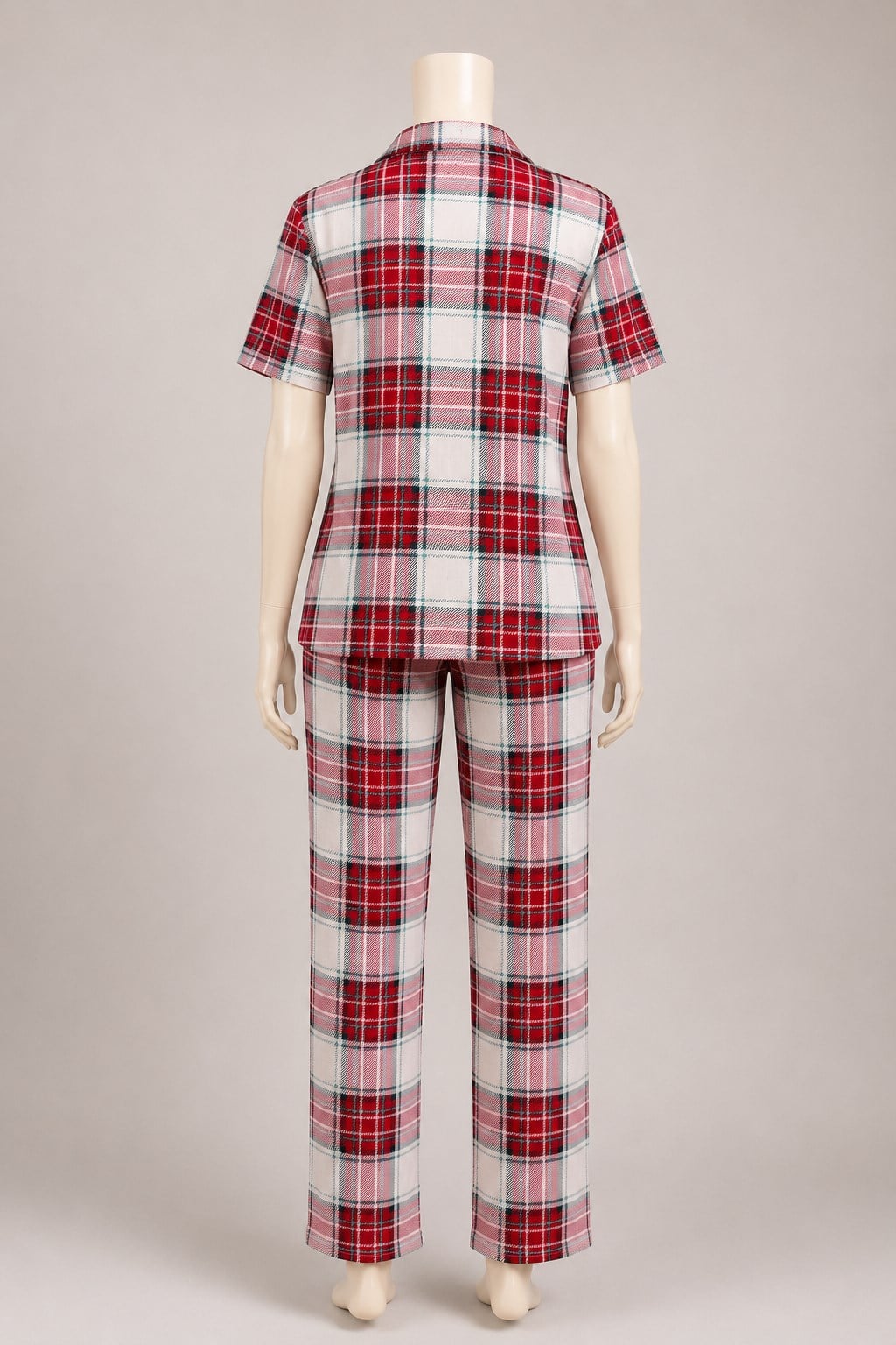 Ekose Desenli Pijama Takımı Kırmızı OTW50501