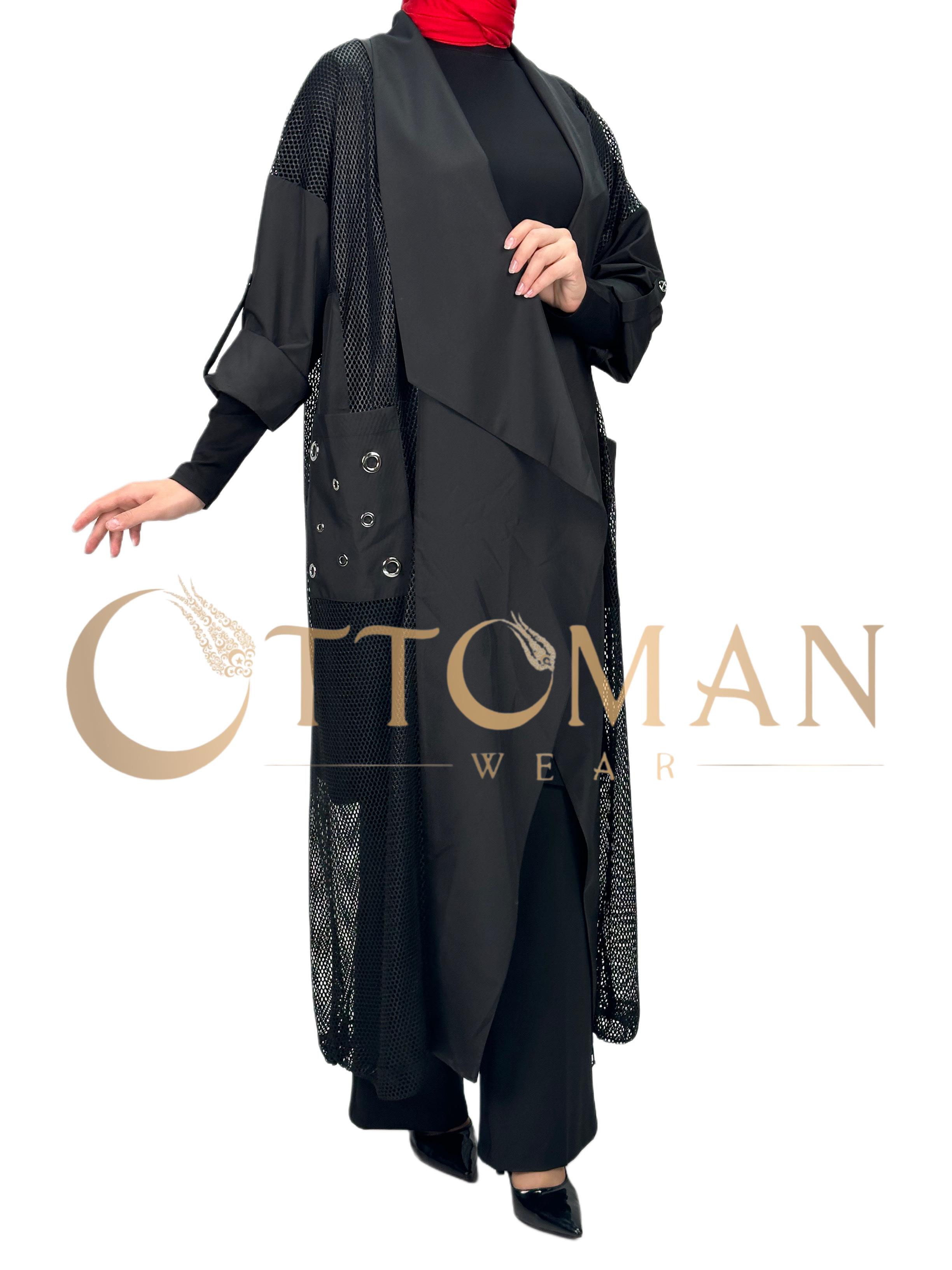 Fileli Kimono Siyah OTW43422