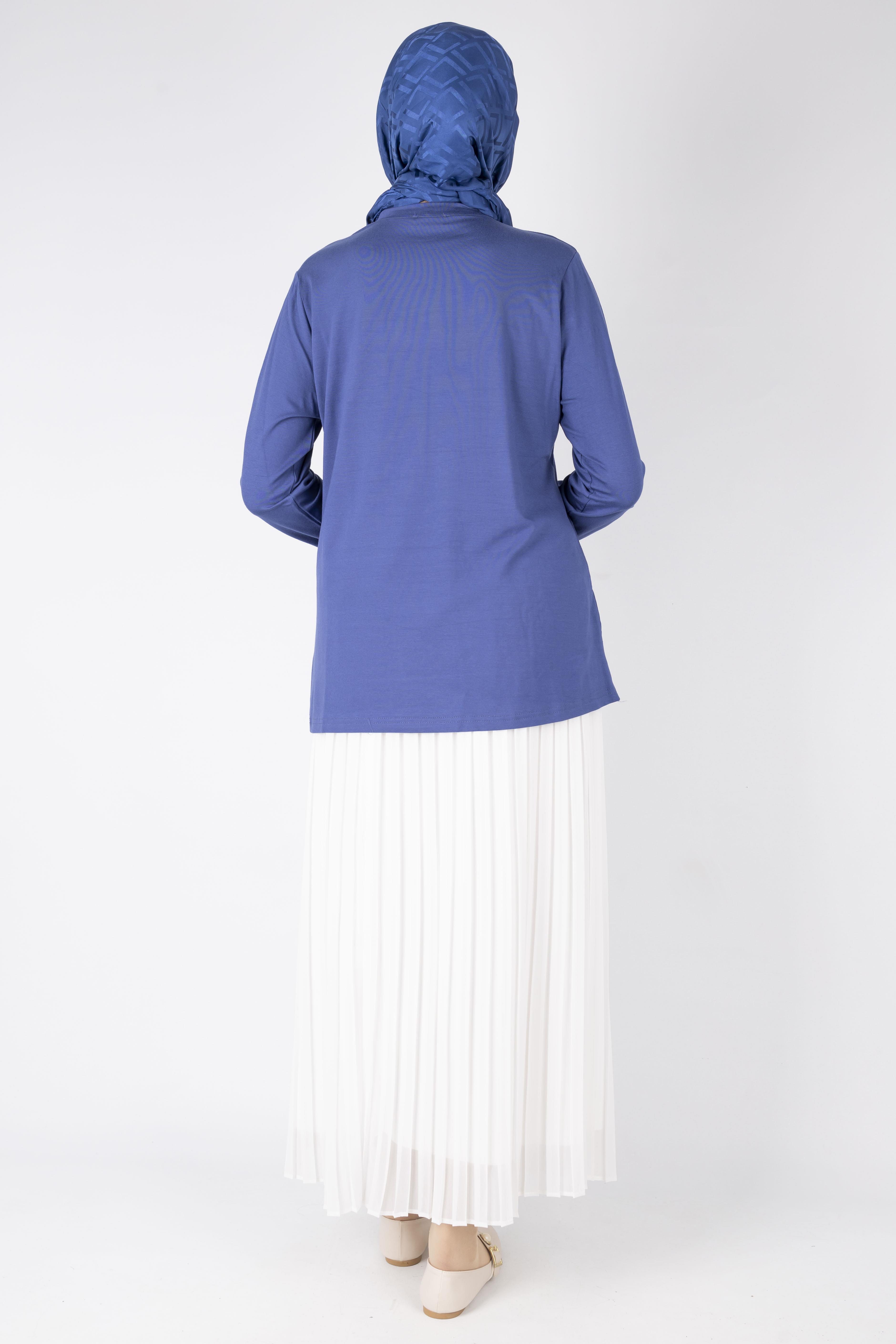 Fiyonklu Penye Tunik İndigo OTW457