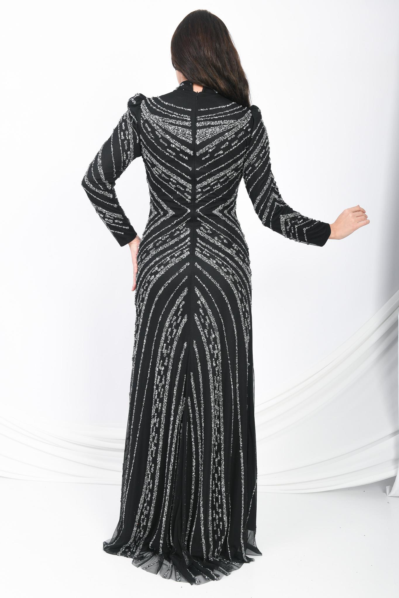 İşlemeli Abiye Elbise Siyah OTW5102