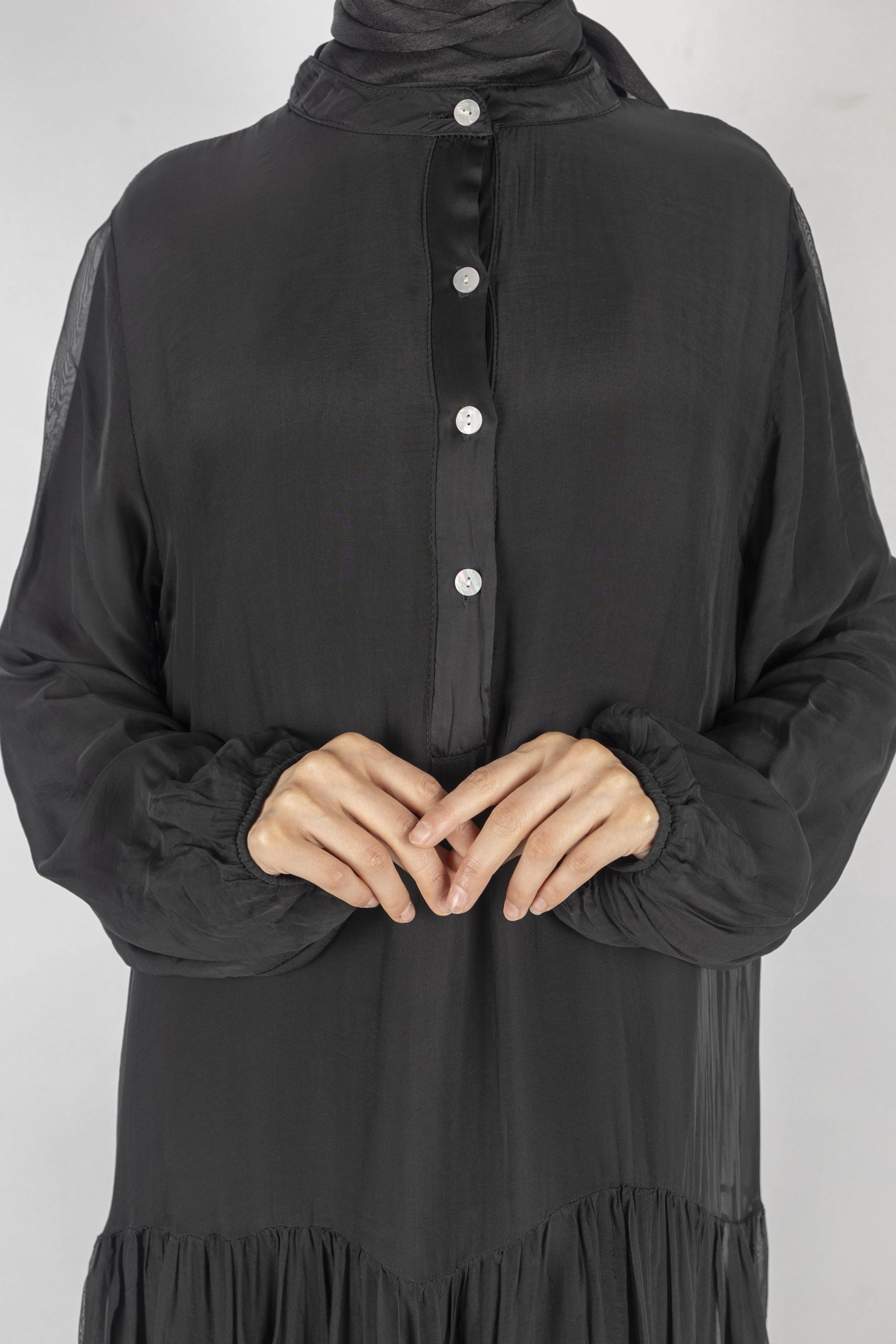 İthal İpek Viskon Elbise Siyah OTW02132