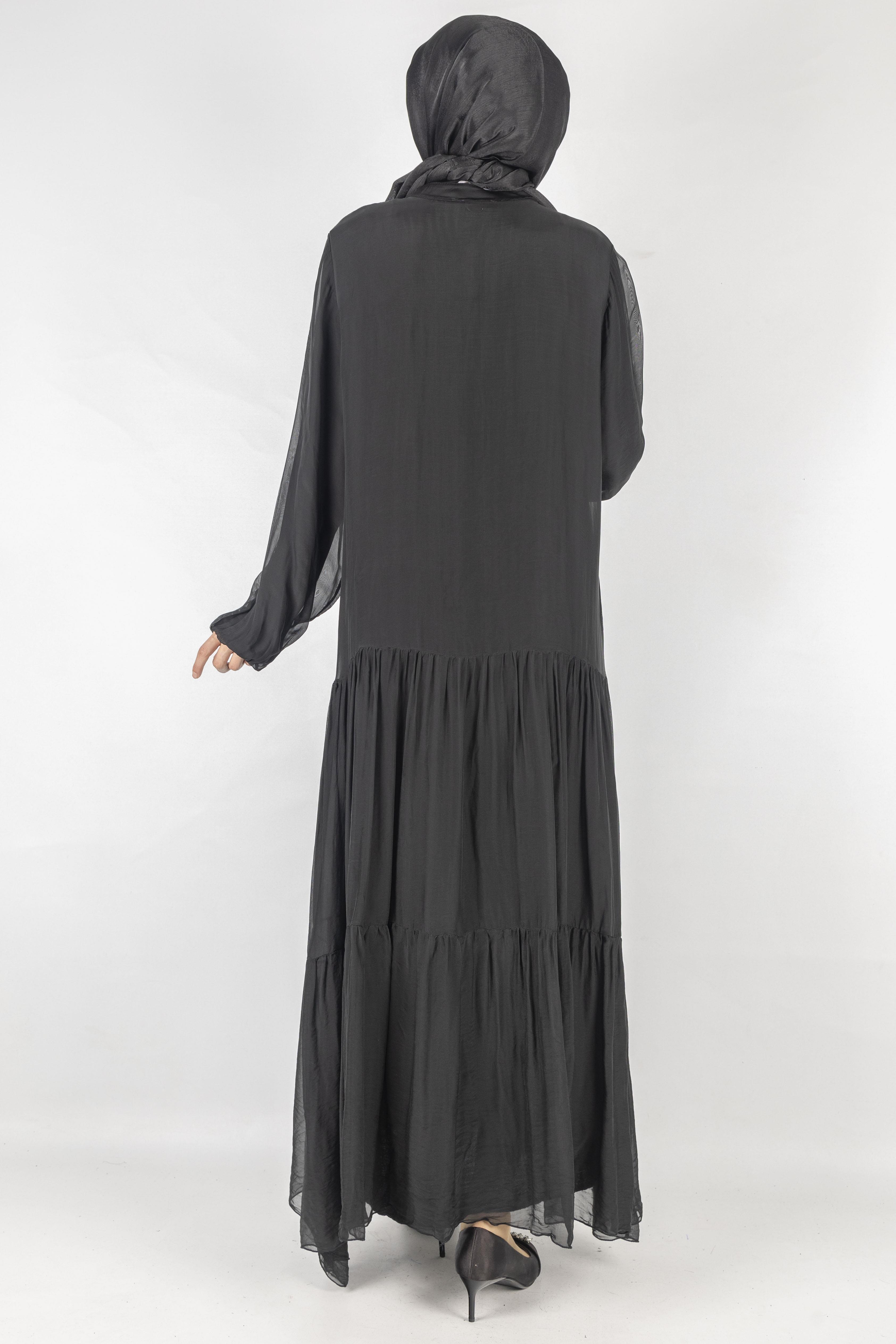 İthal İpek Viskon Elbise Siyah OTW02132