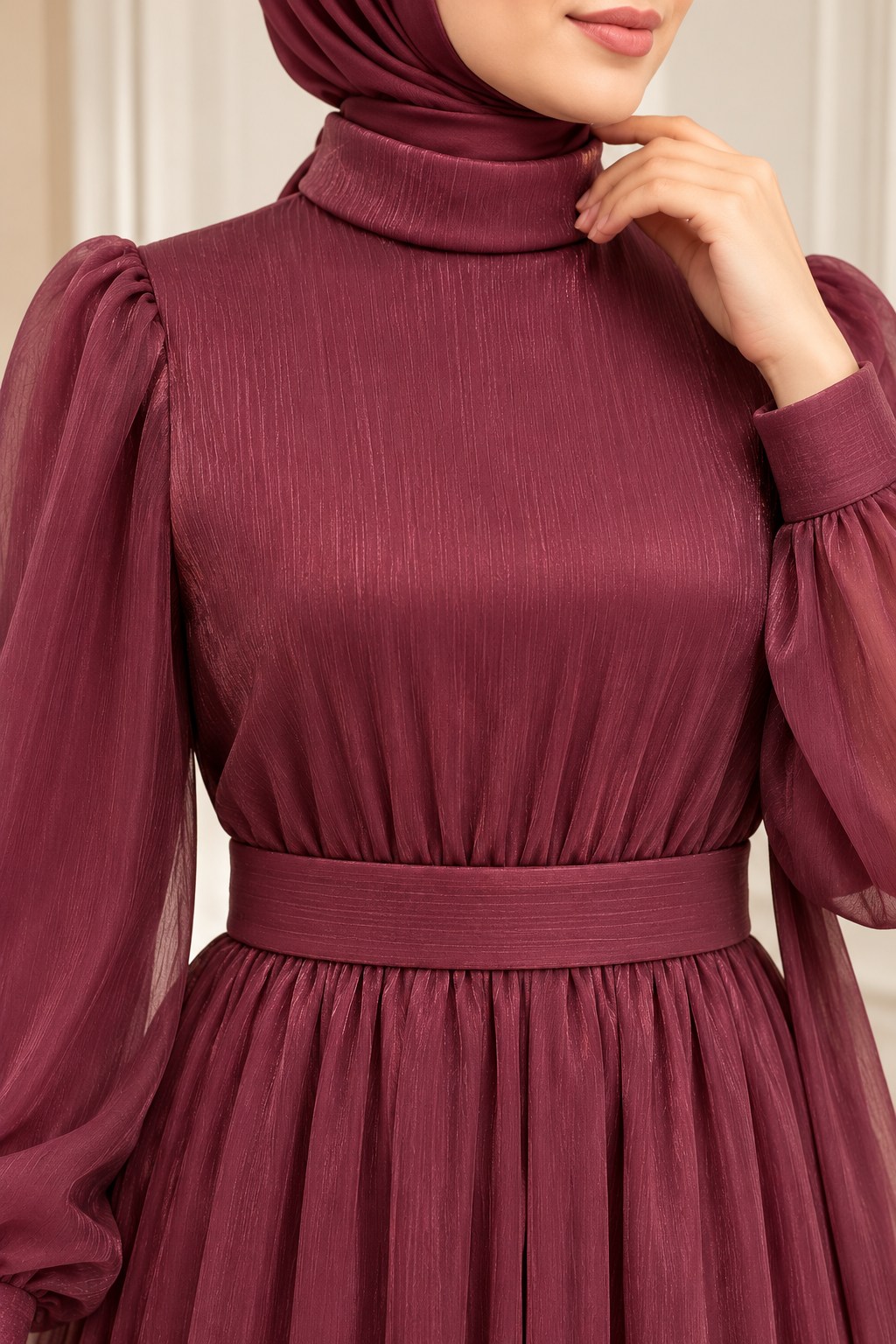 Janjan Abiye Elbise Bordo OTW4586