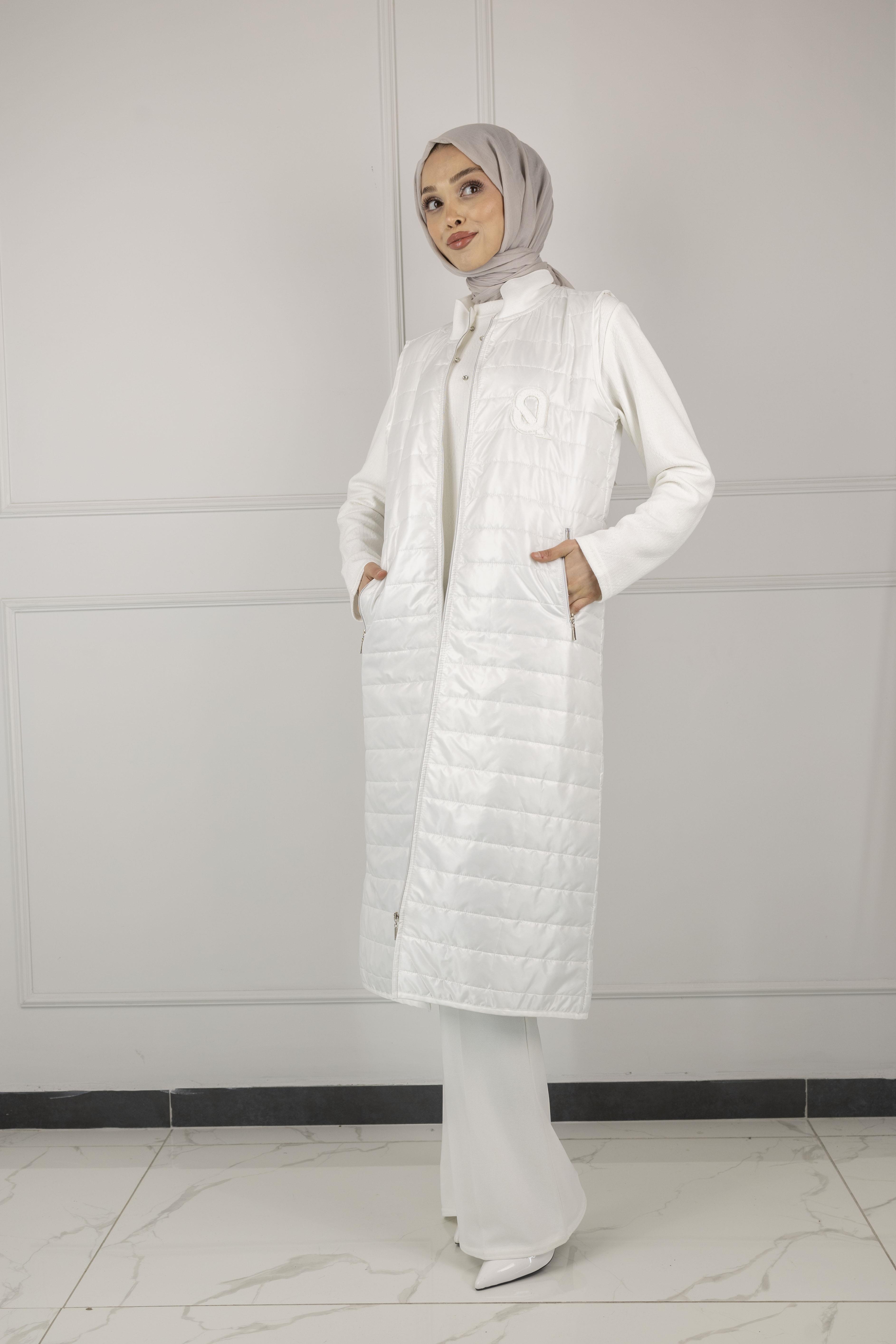 Kapitone Yelek Ekru OTW6014
