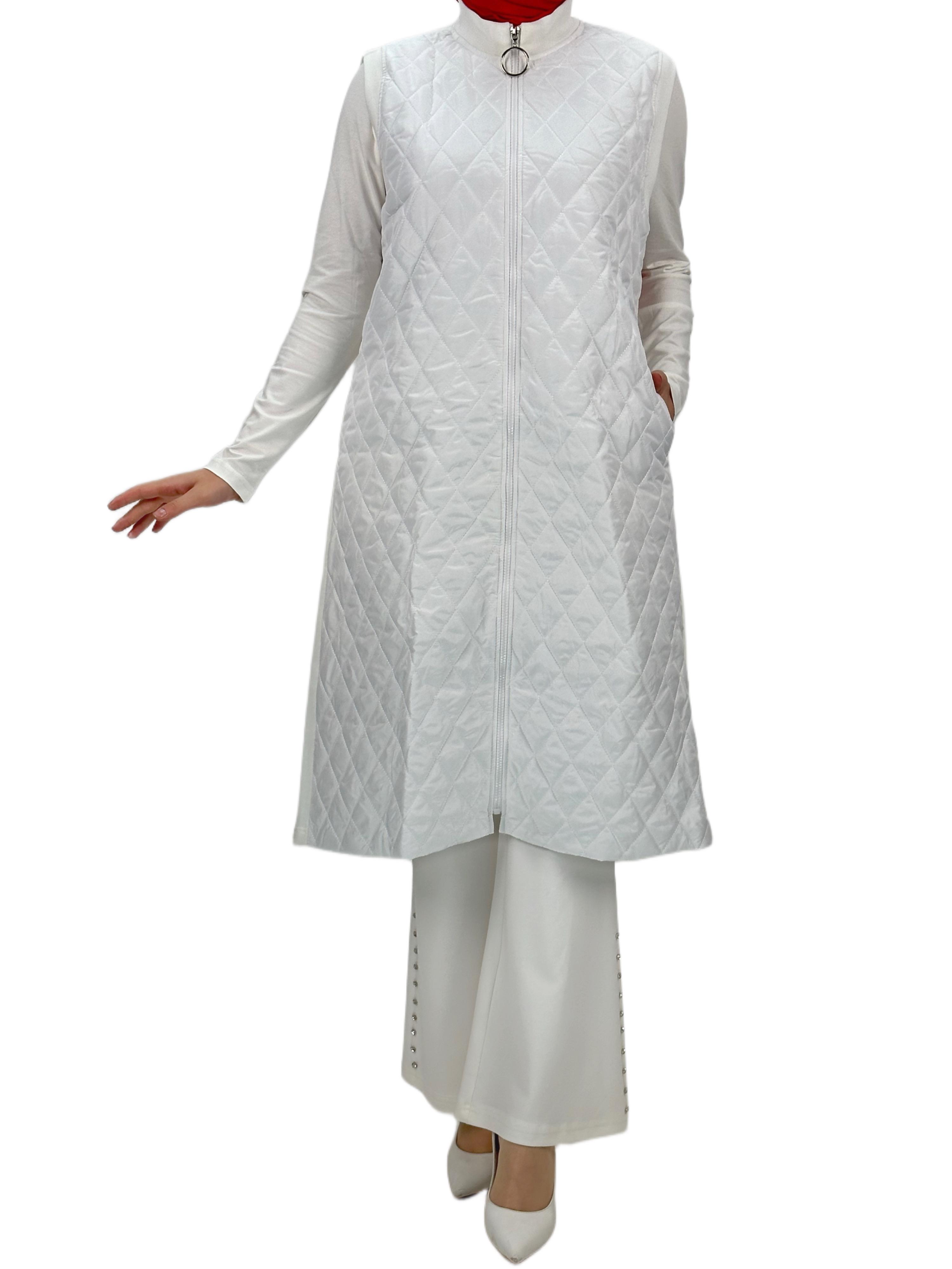 Kapitone Yelek Ekru OTW735