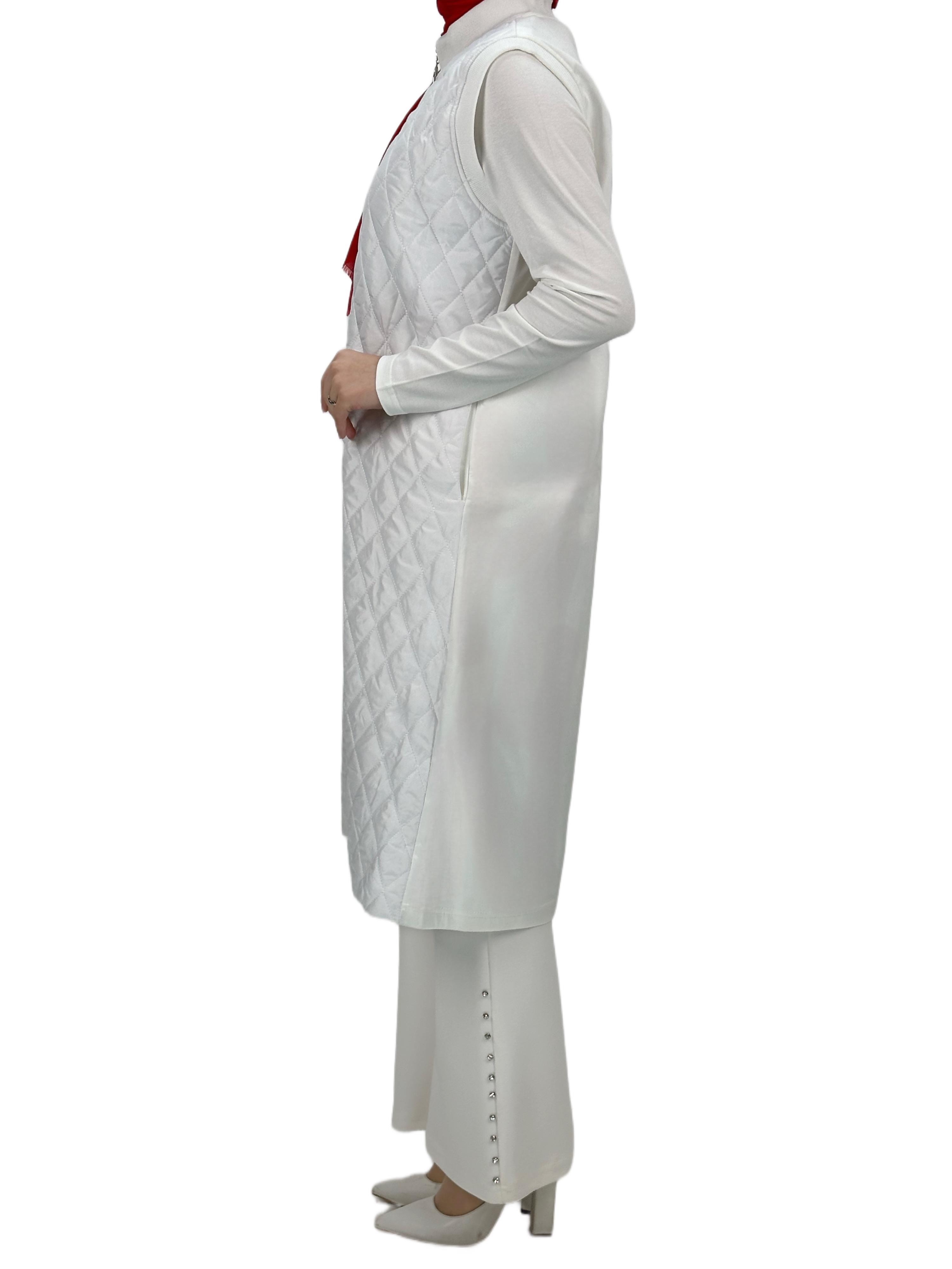 Kapitone Yelek Ekru OTW735