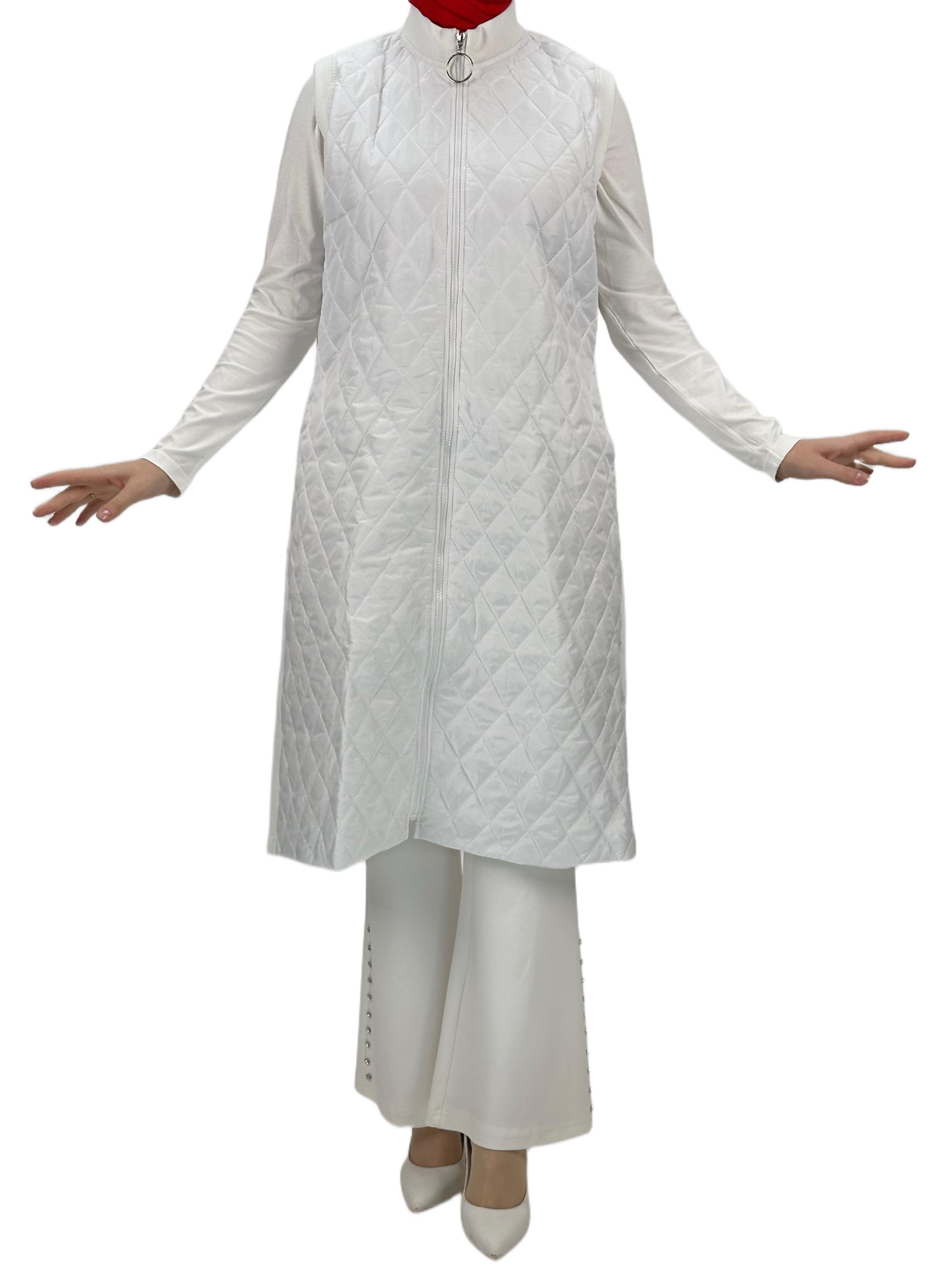 Kapitone Yelek Ekru OTW735