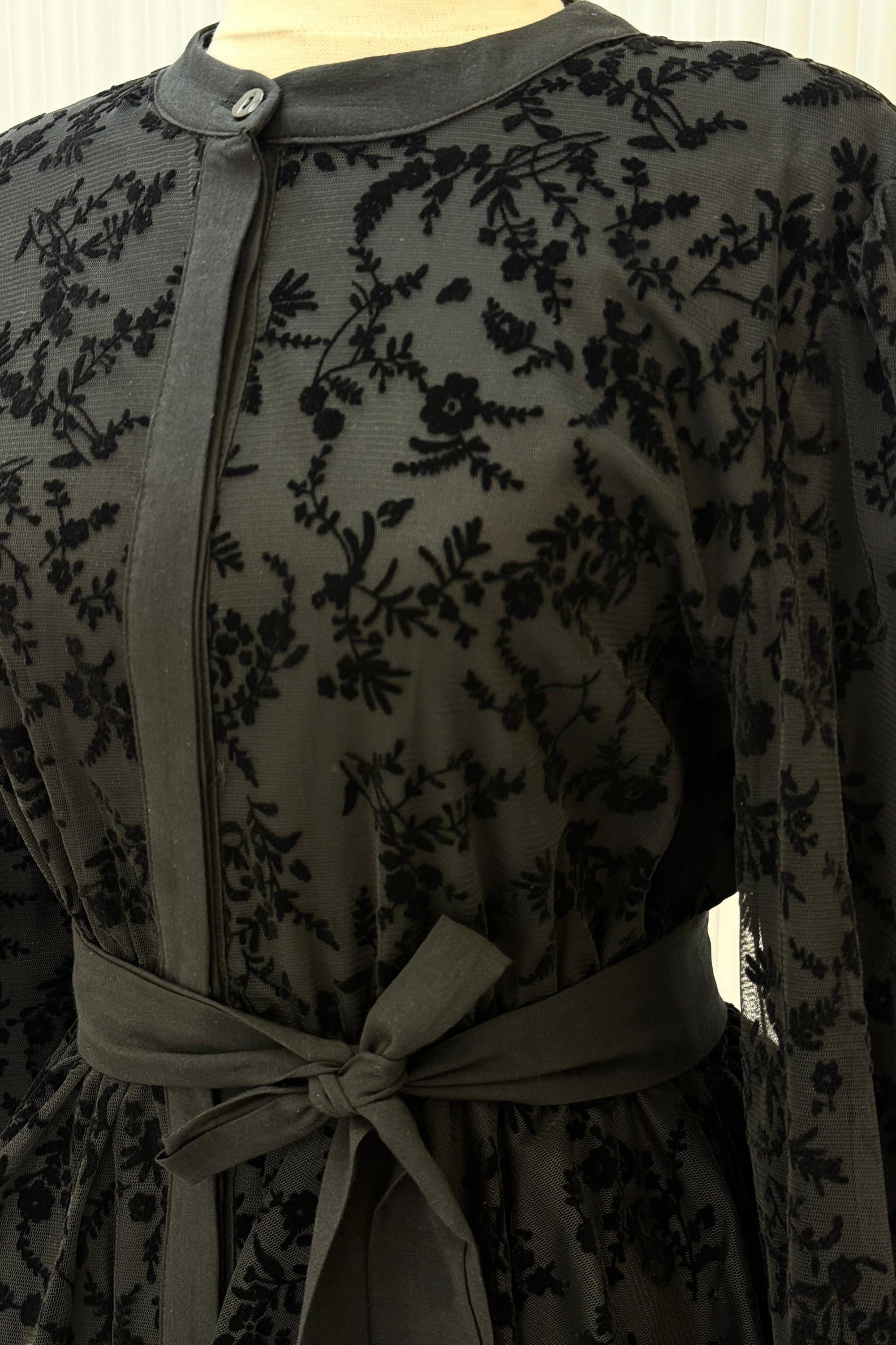 Kat Kat Fırfır Detaylı Dantel Elbise Siyah OTW92081