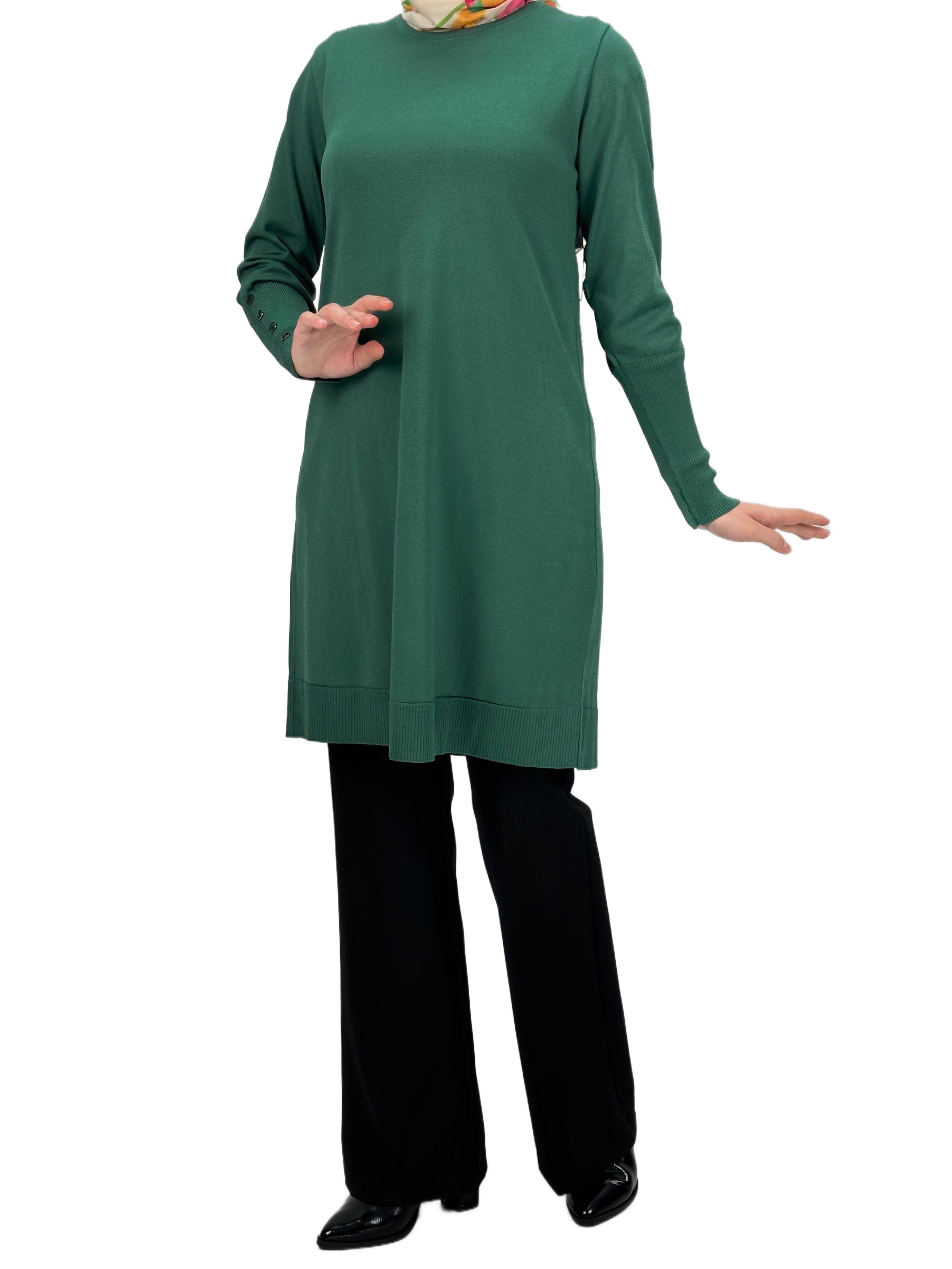 Kolları Düğmeli Merserize Triko Tunik Nefti OTW2769,2