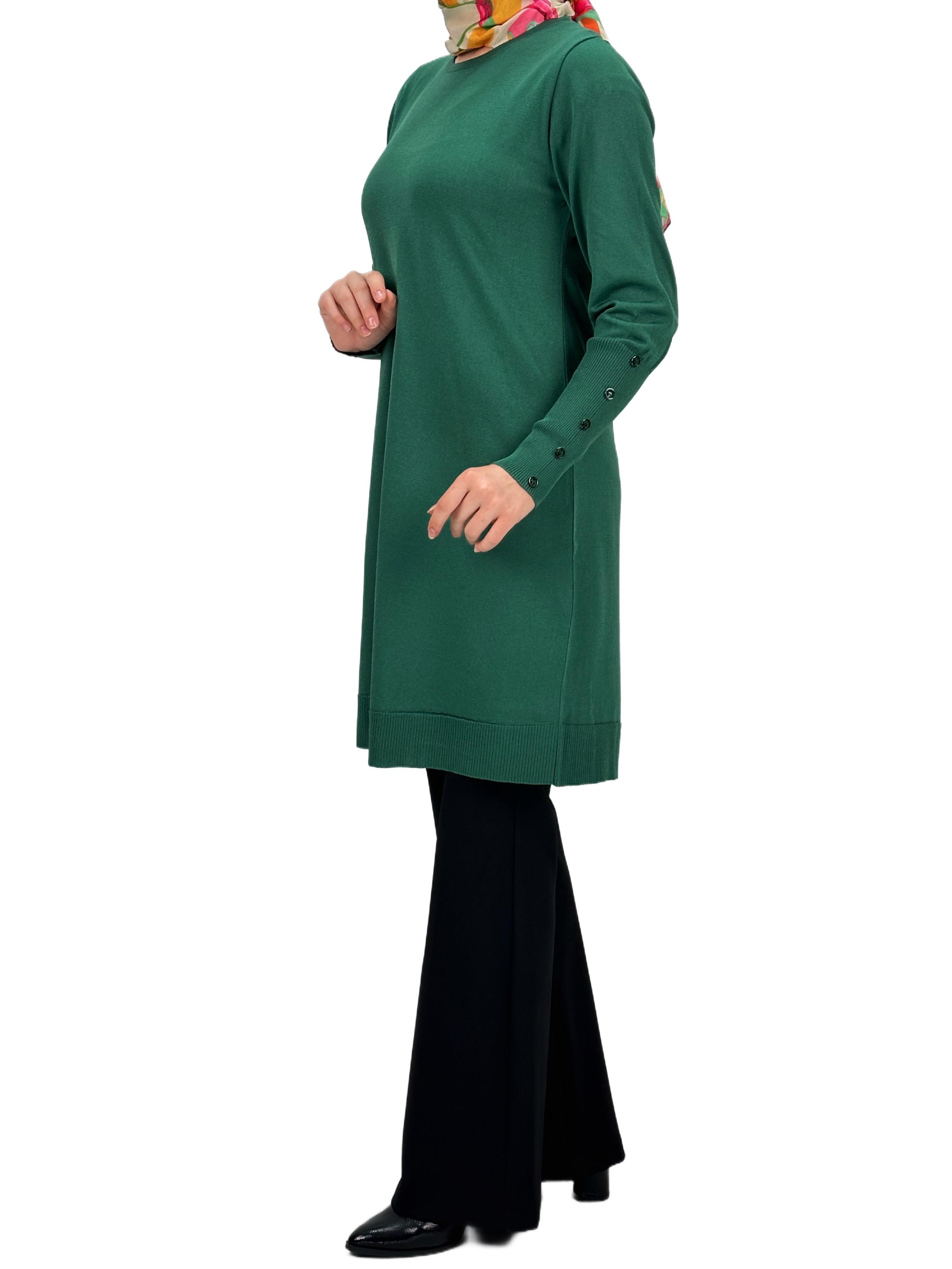 Kolları Düğmeli Merserize Triko Tunik Nefti OTW2769,2