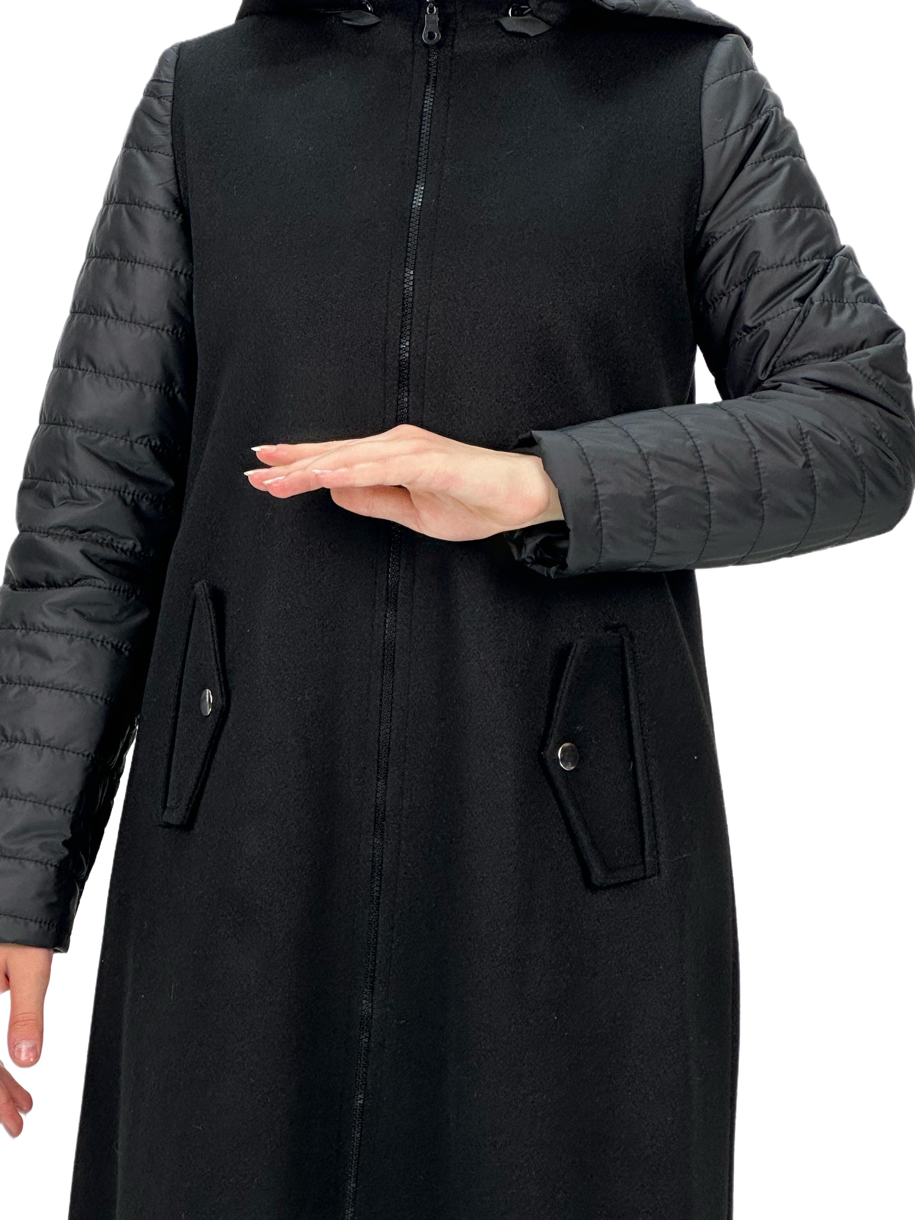 Kolları Paraşüt Kaşe Kaban Siyah OTW36201