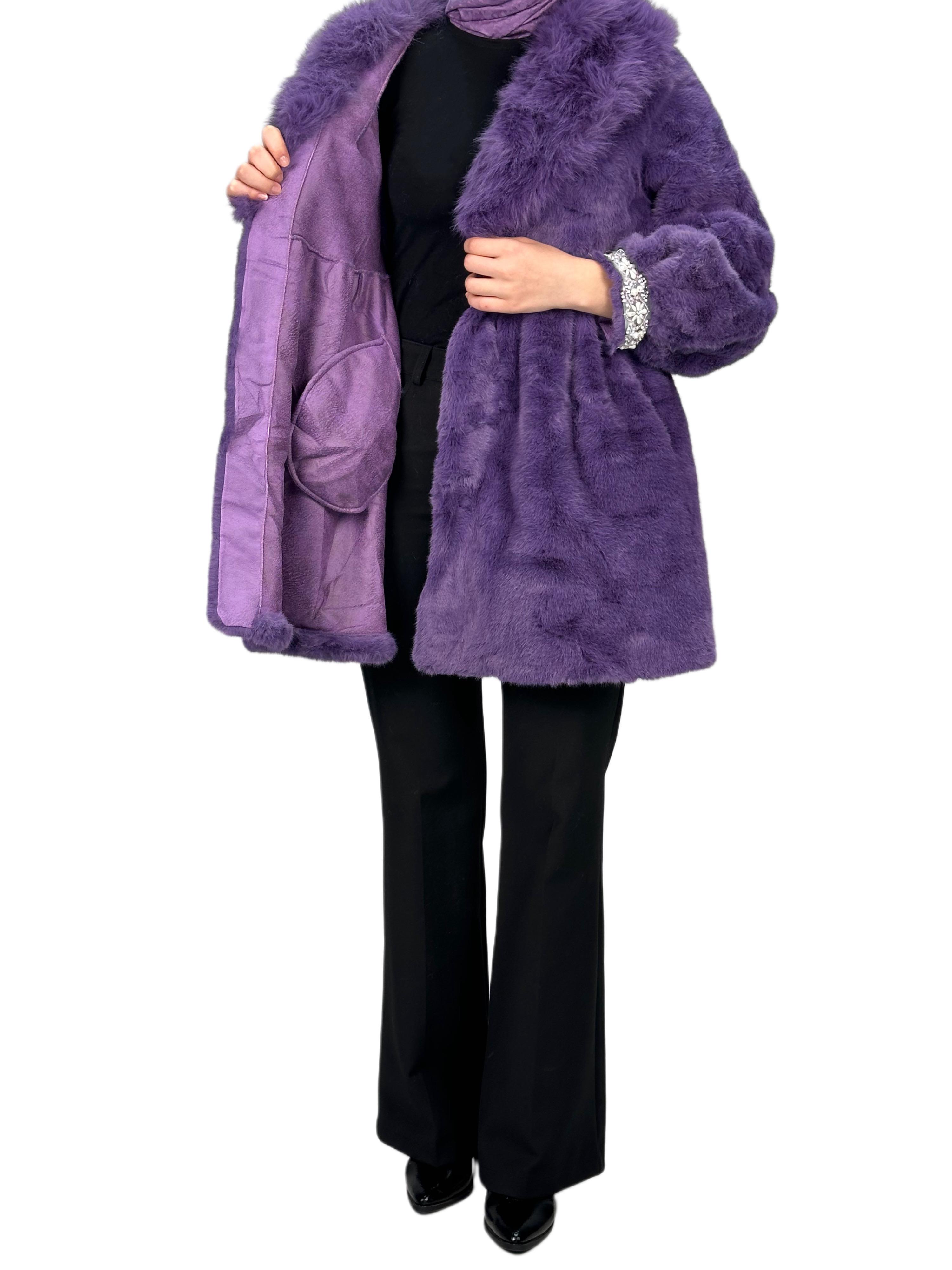 Kolu İncili Kürklü Kaban Lila OTW3036