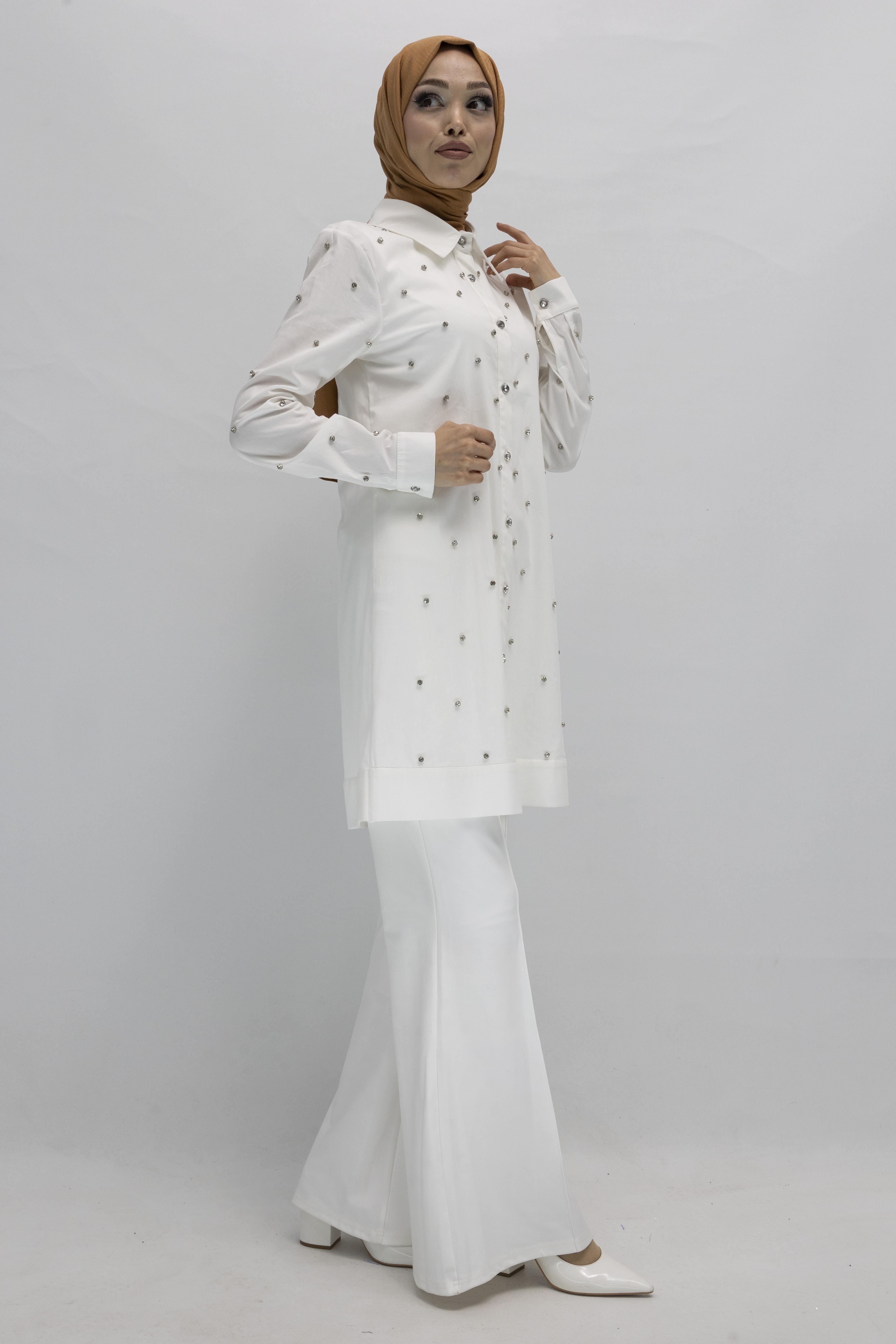 Koton İncili Gömlek Beyaz OTW2148