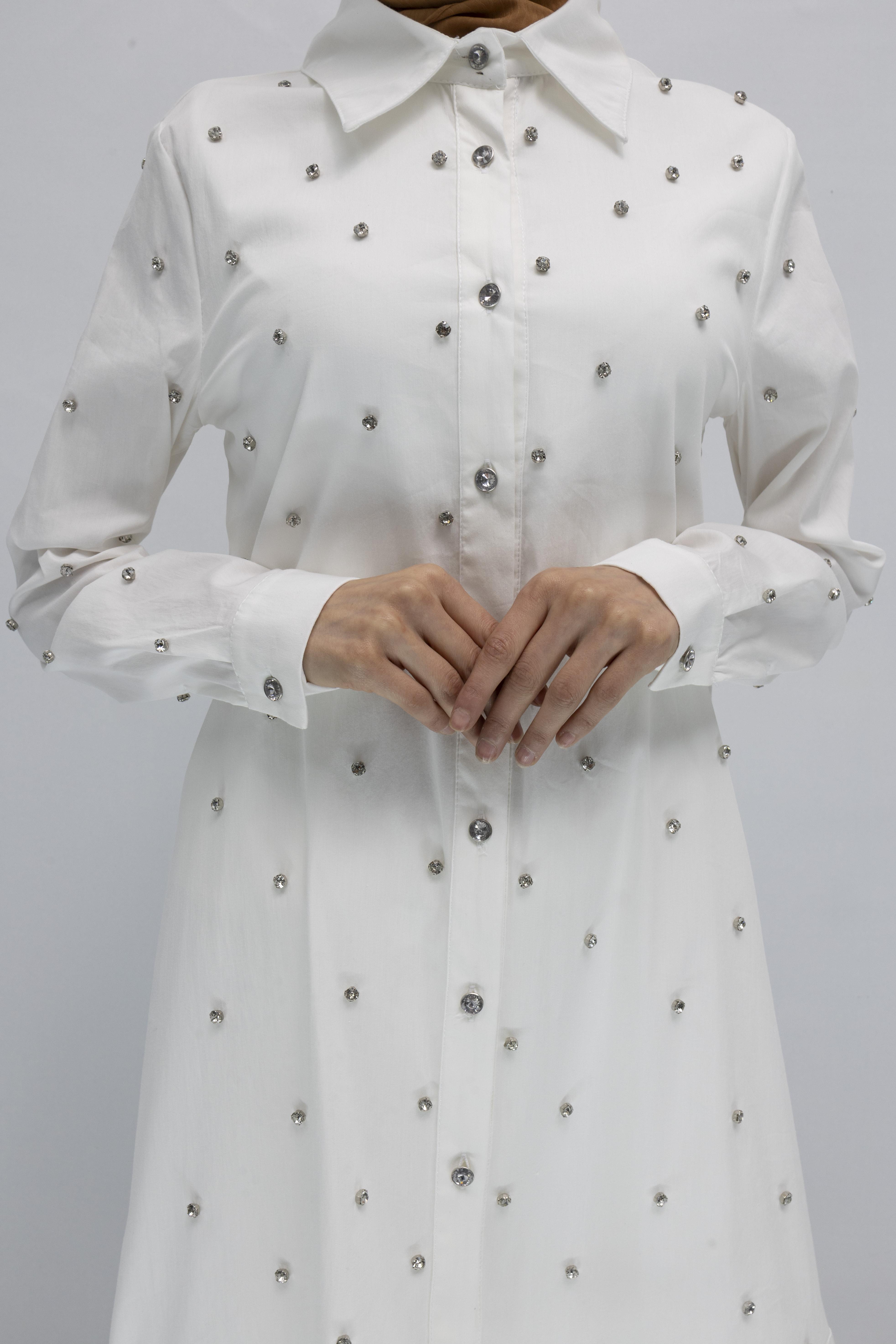 Koton İncili Gömlek Beyaz OTW2148