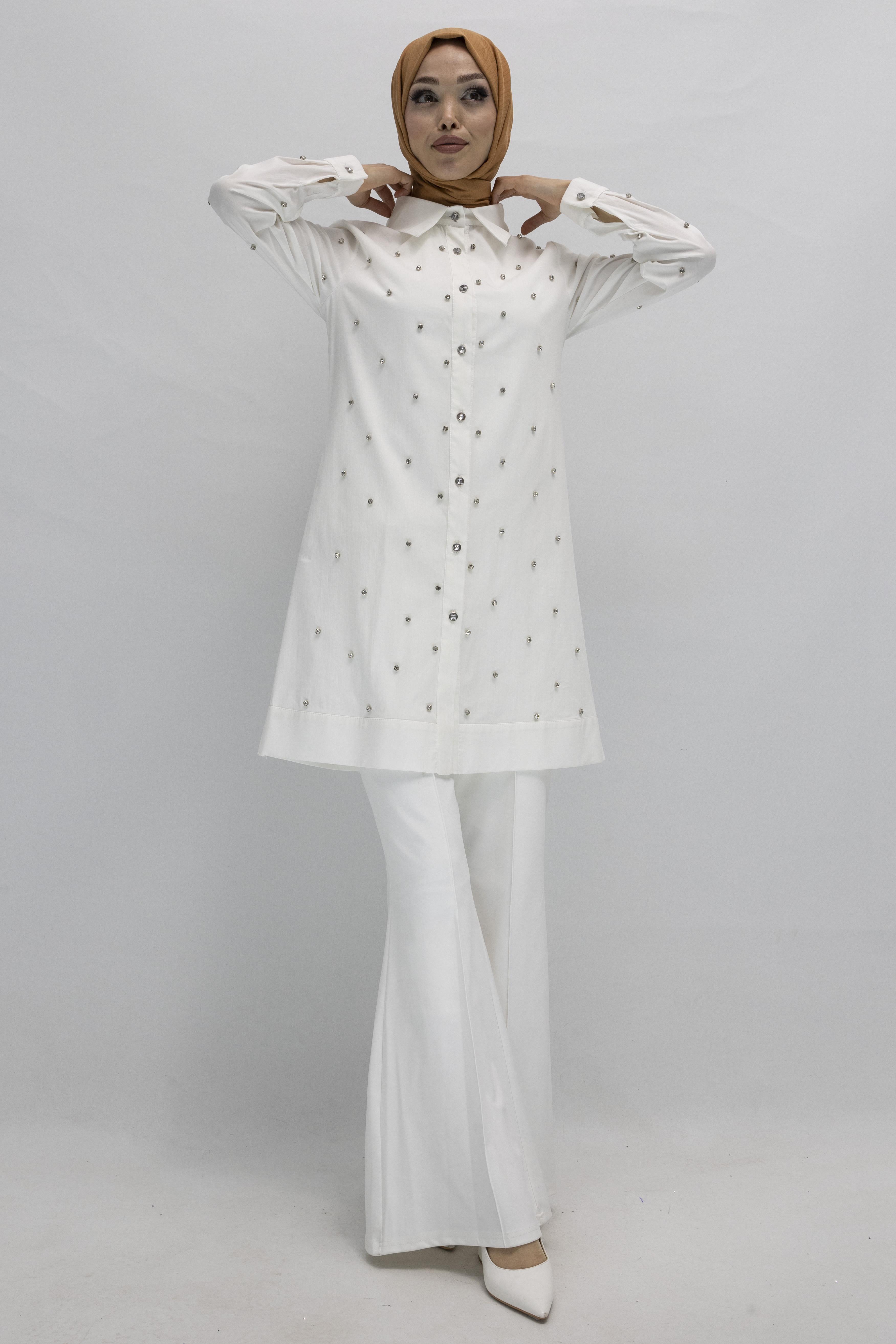 Koton İncili Gömlek Beyaz OTW2148