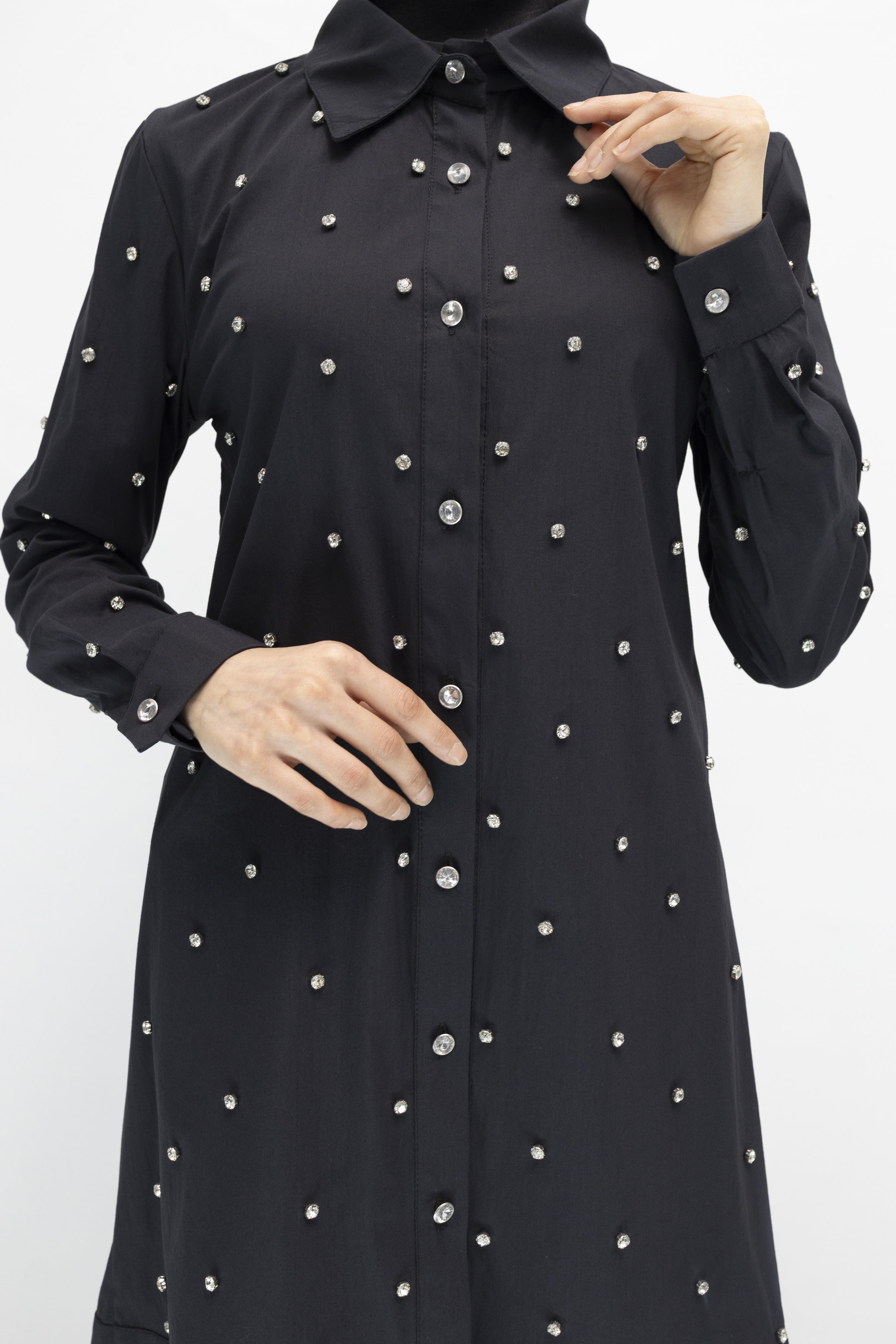 Koton İncili Gömlek Siyah OTW2148