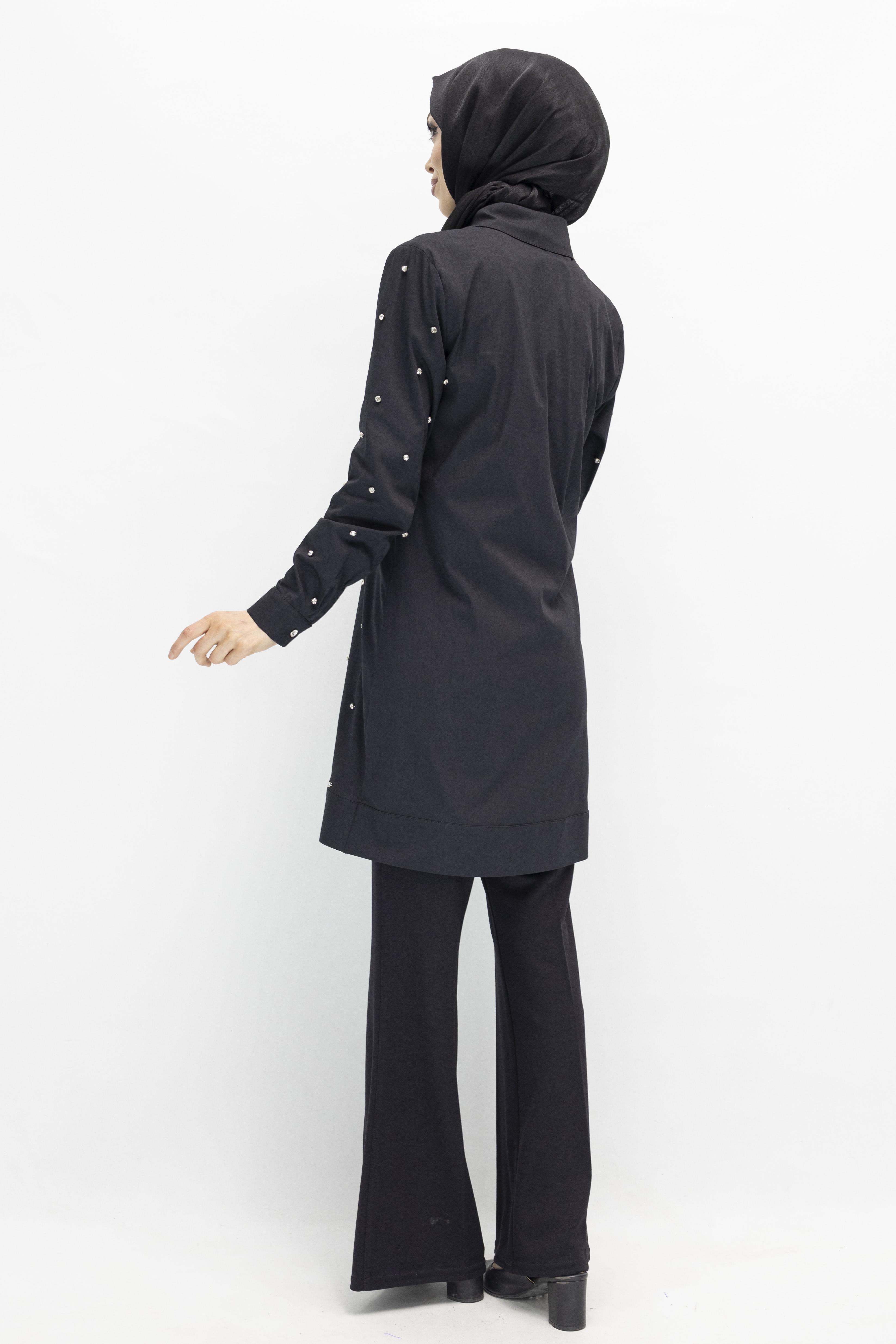 Koton İncili Gömlek Siyah OTW2148