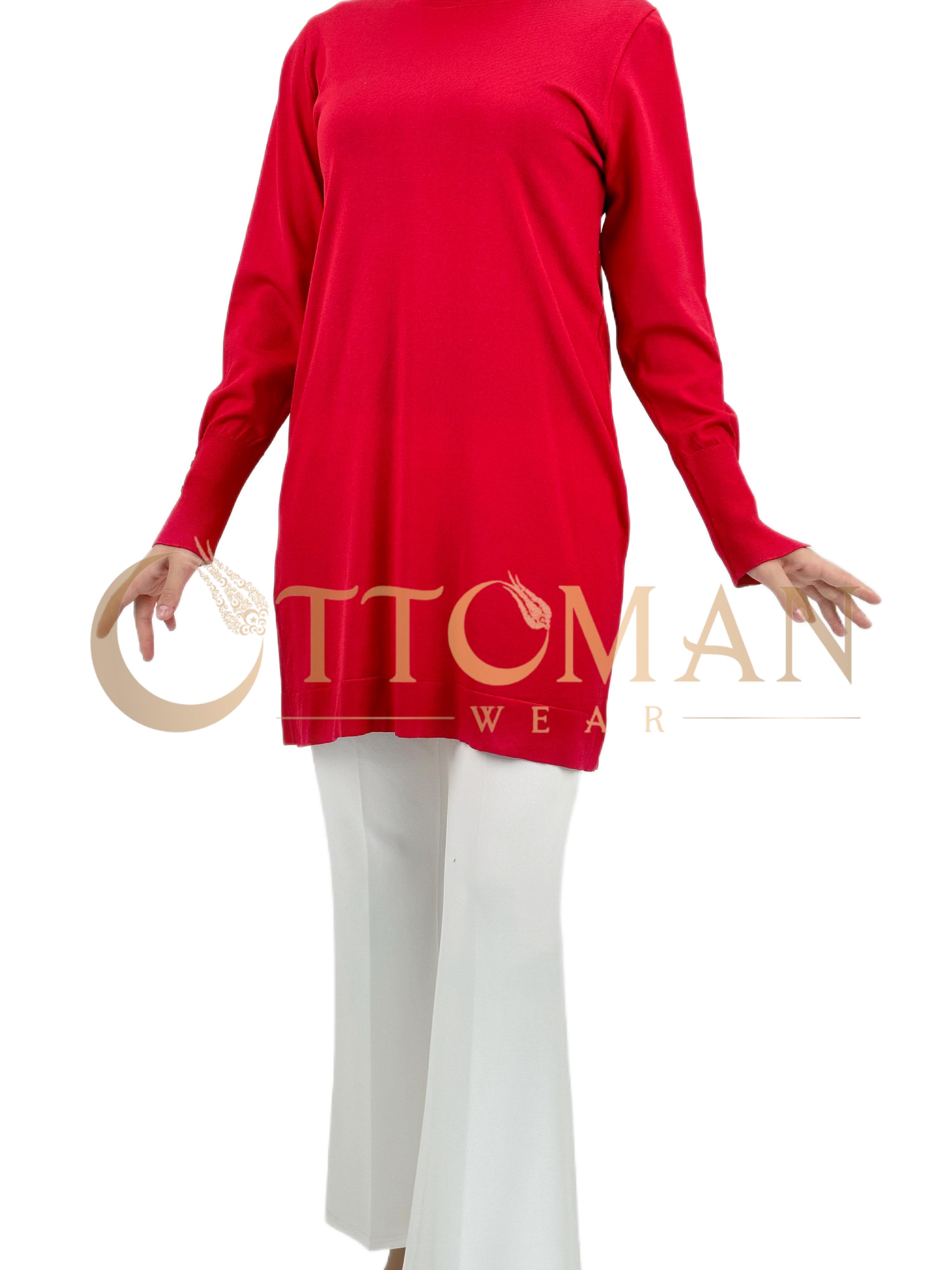 Merserize Triko Tunik Kırmızı OTW2800