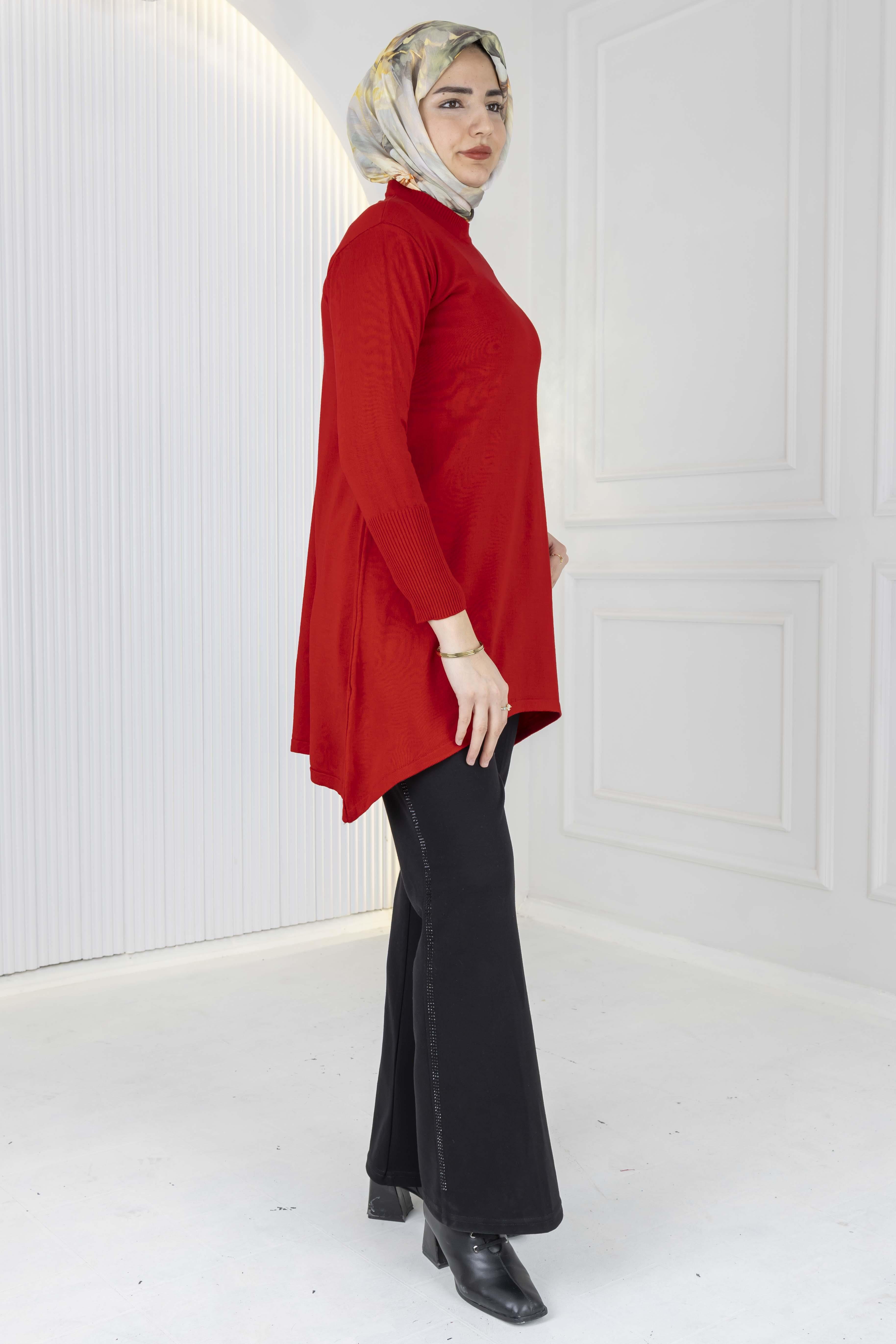 Merserize Triko Tunik Kırmızı OTW884