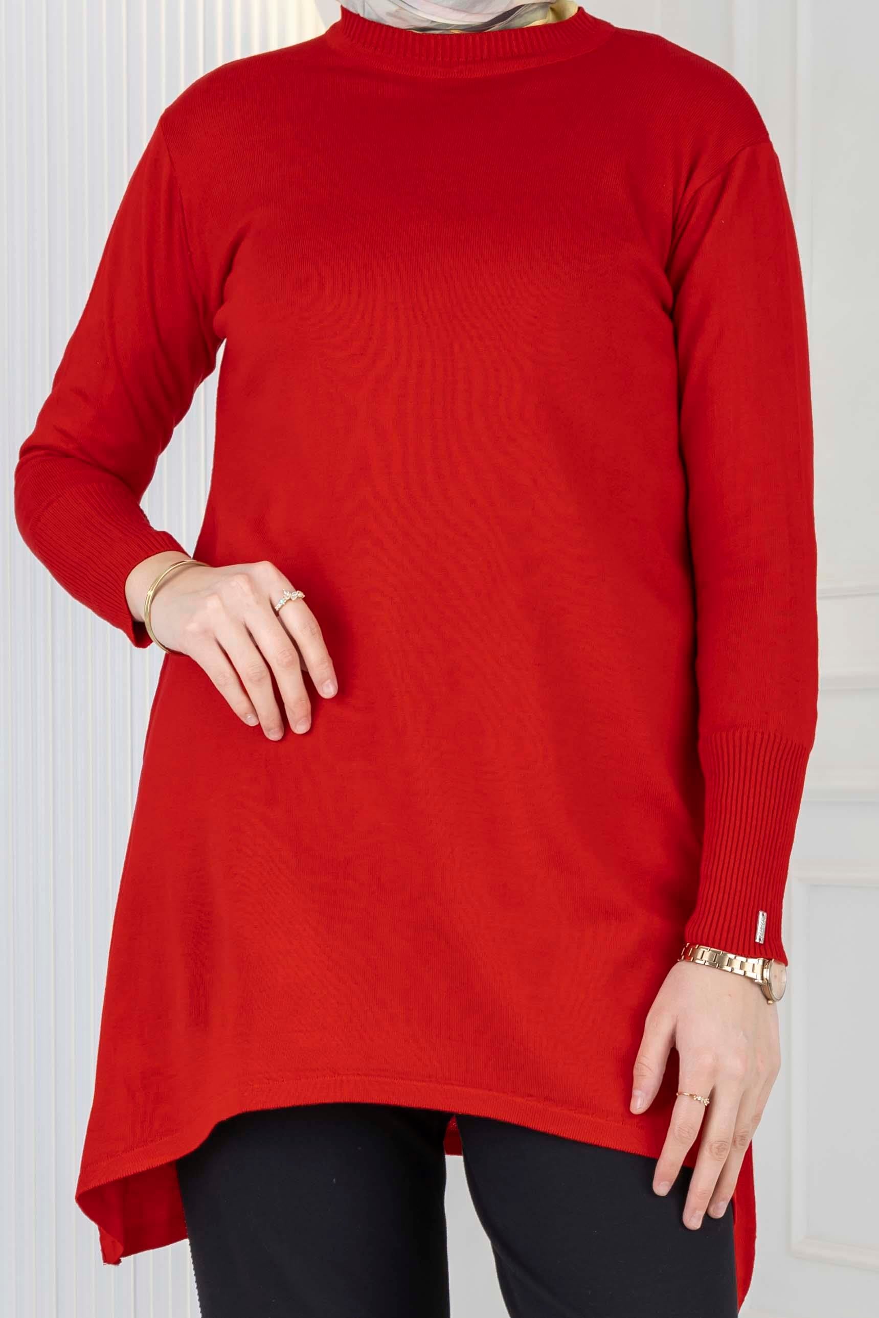 Merserize Triko Tunik Kırmızı OTW884