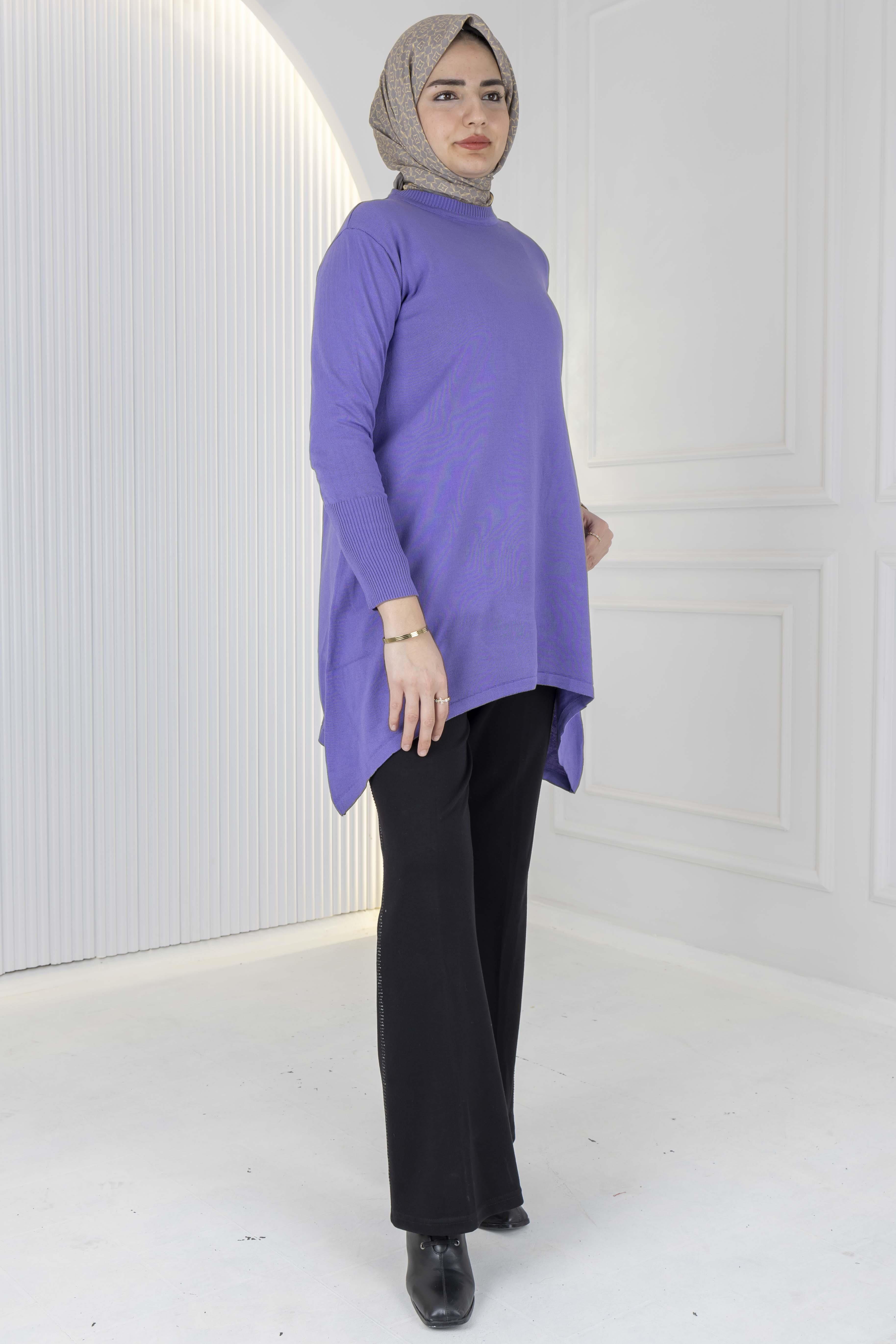 Merserize Triko Tunik Mor OTW884