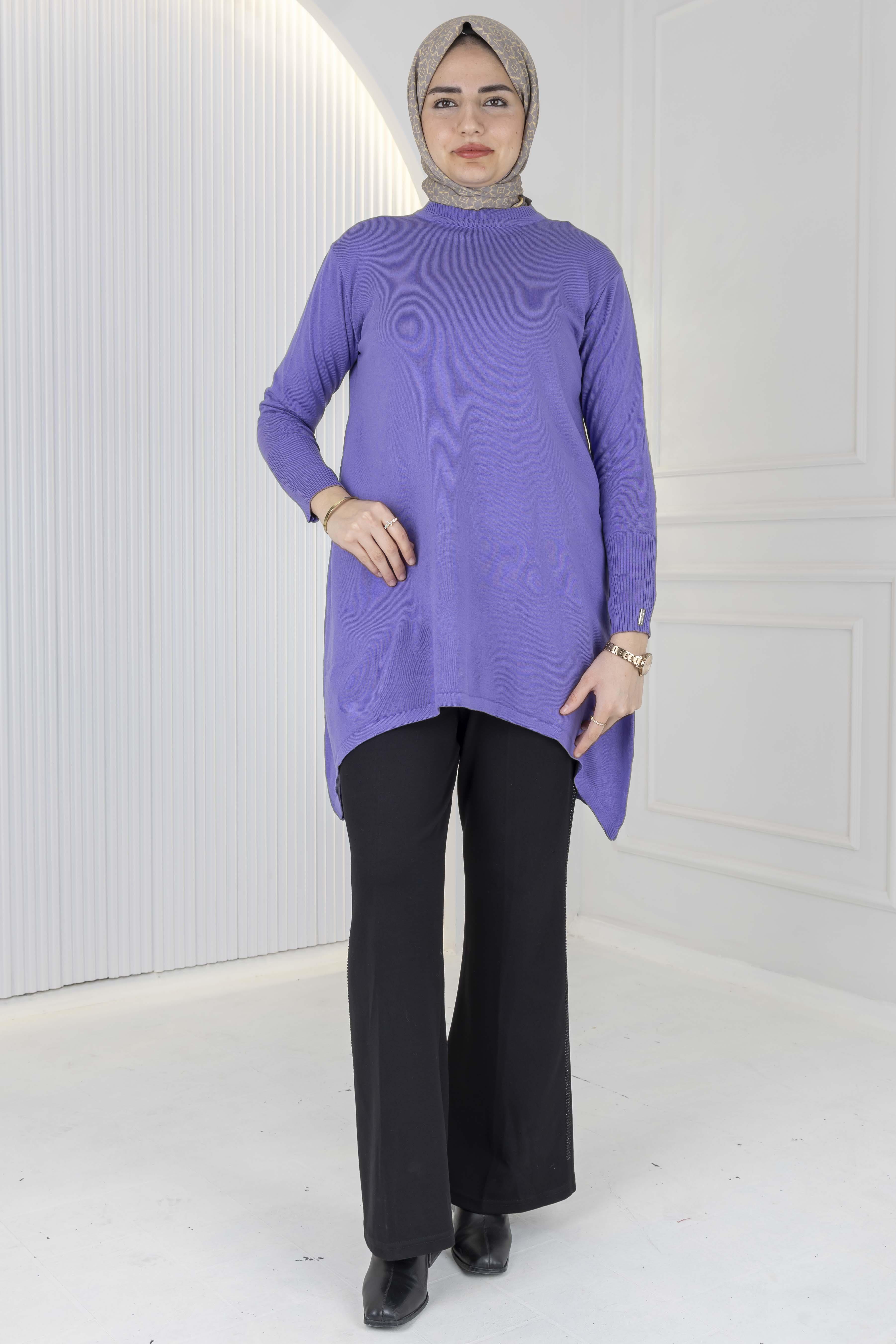 Merserize Triko Tunik Mor OTW884