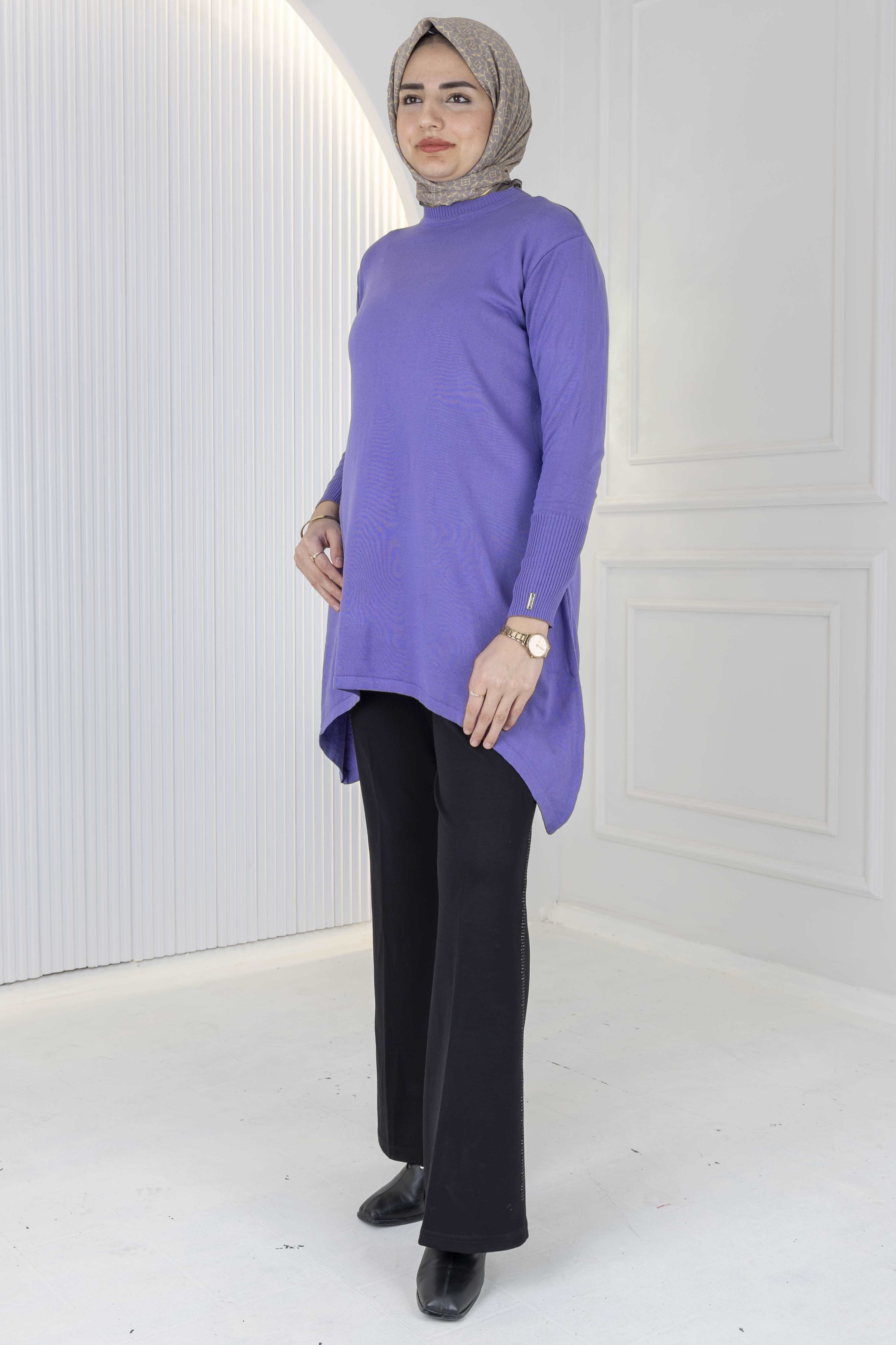 Merserize Triko Tunik Mor OTW884