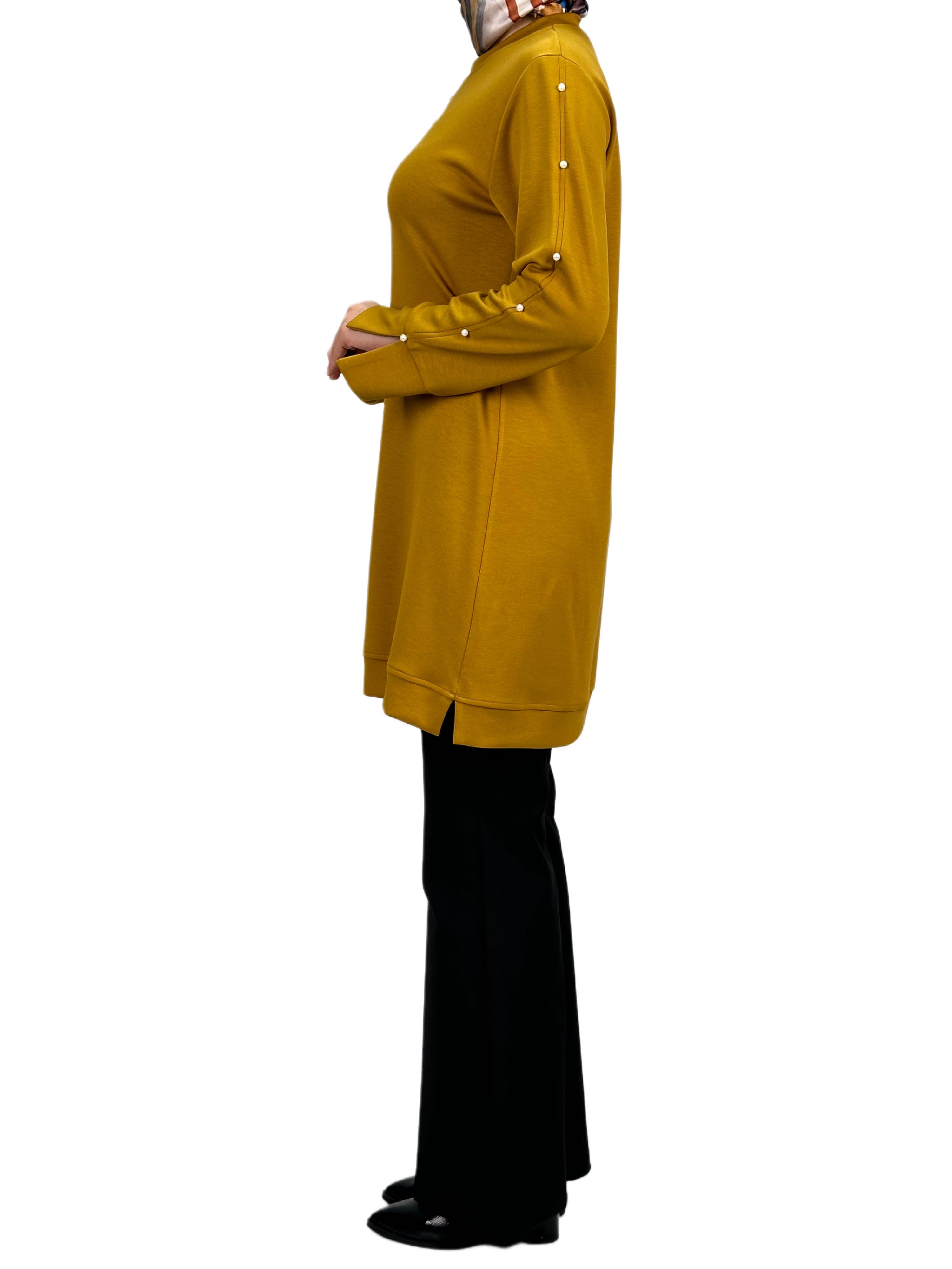 Modal İncili Tunik Hardal OTW2118