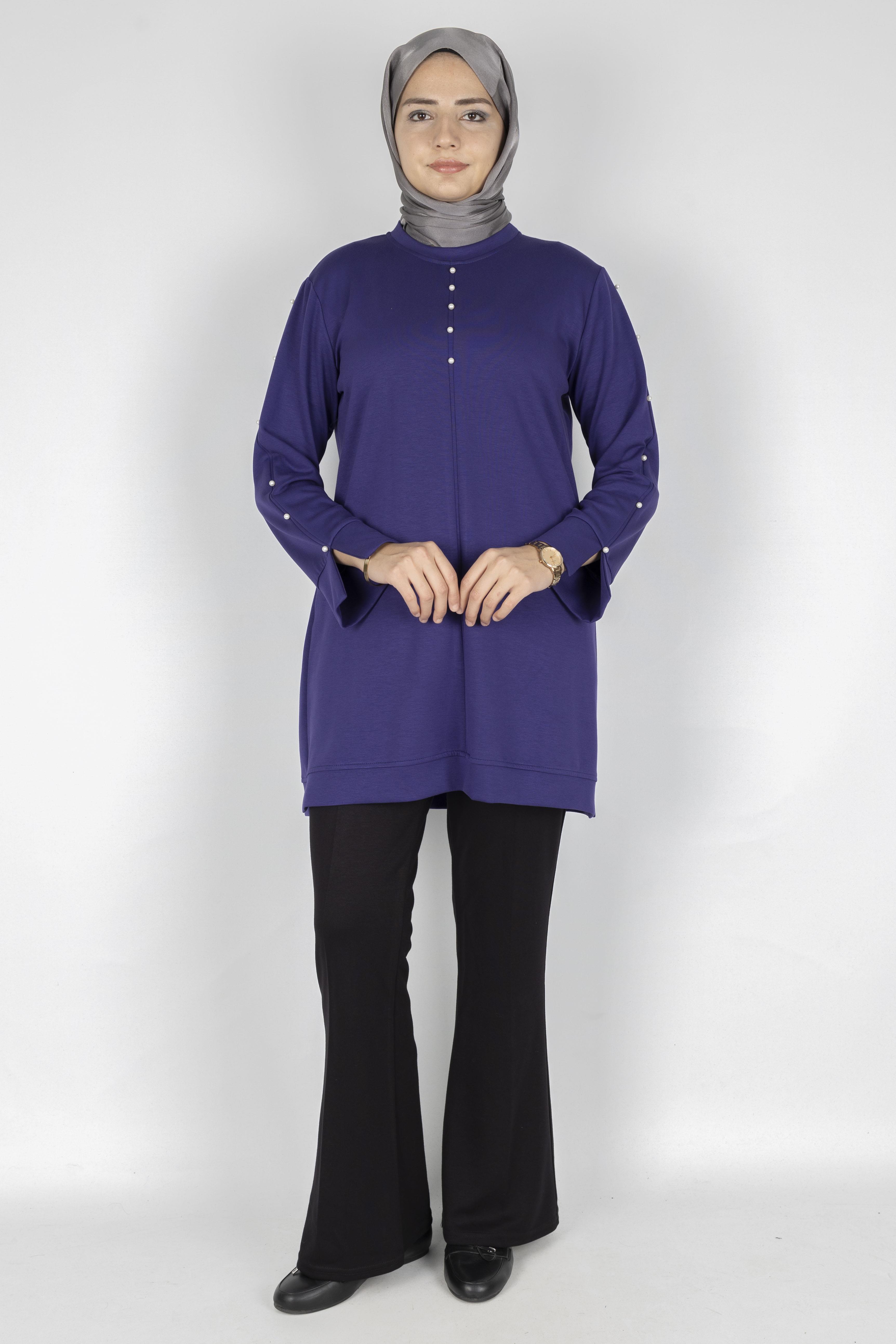 Modal İncili Tunik Mor OTW2118