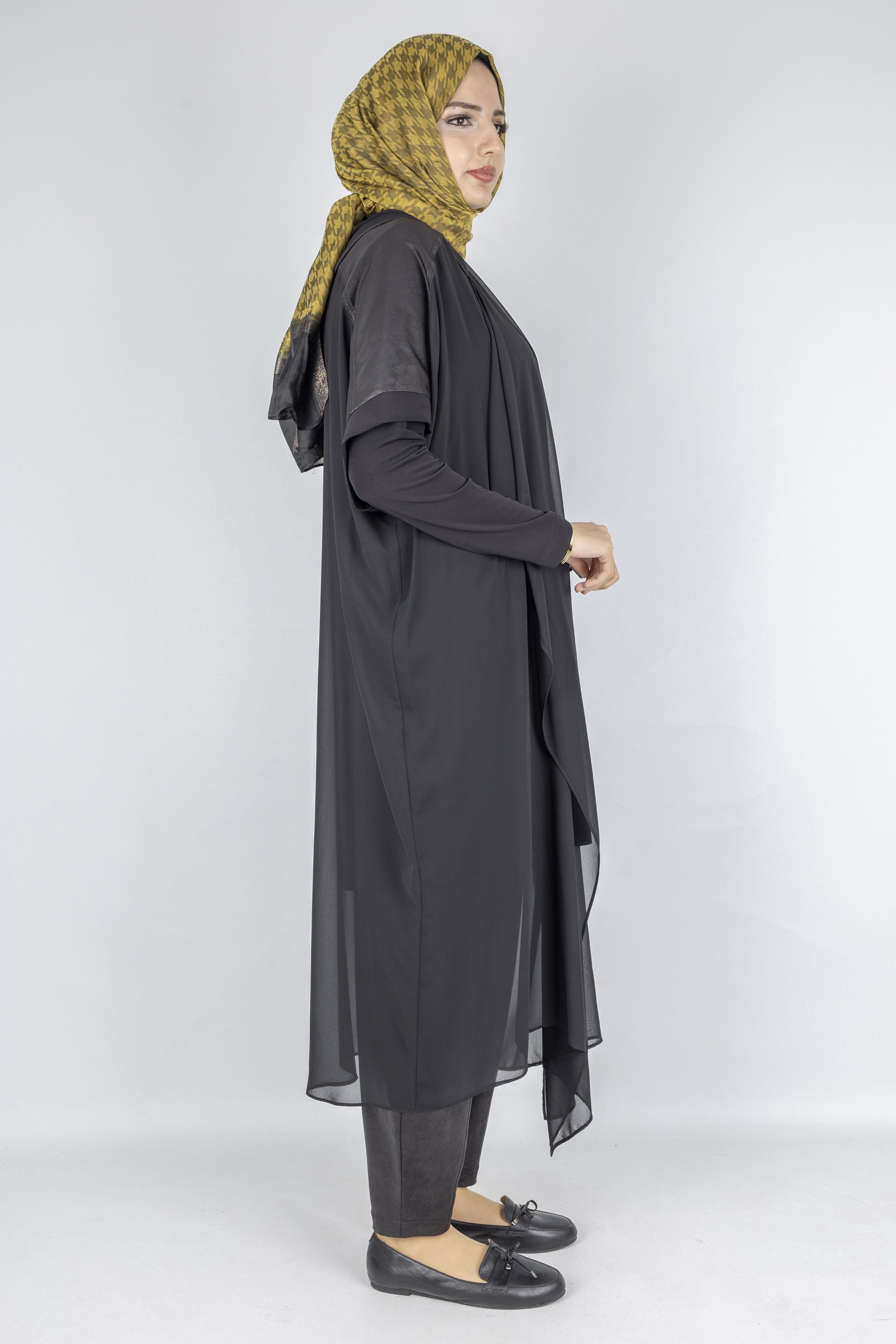 Modern Şifon Üçlü Takım Siyah OTW25610