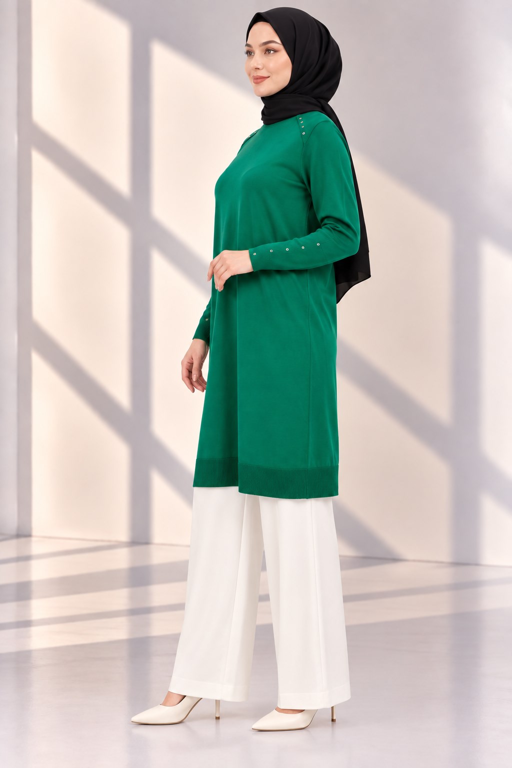 Omuzu Zımbalı Triko Tunik Benetton OTW2769