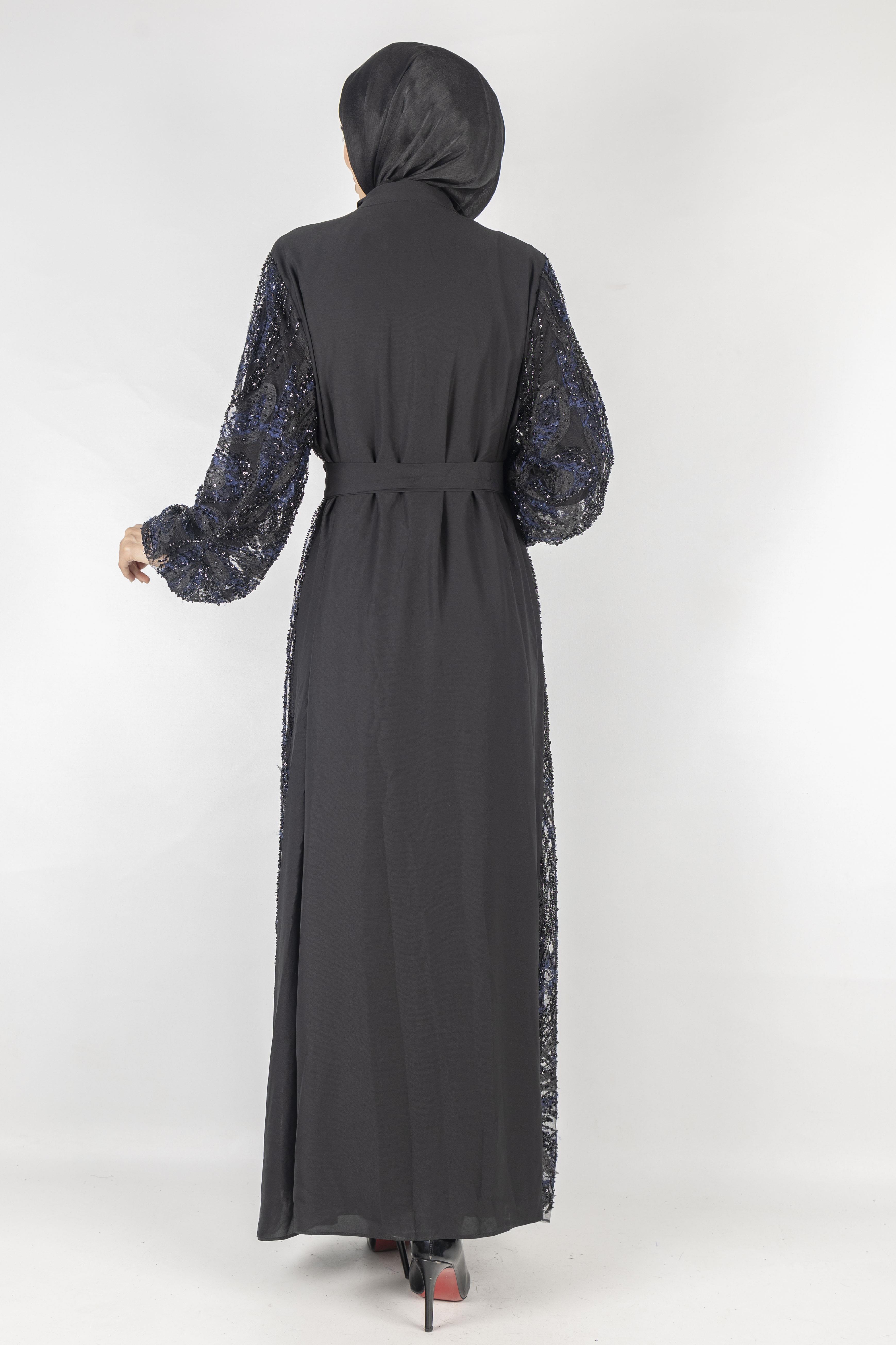 Orhan Store Abaya Takım Siyah-Lacivert OTW2621