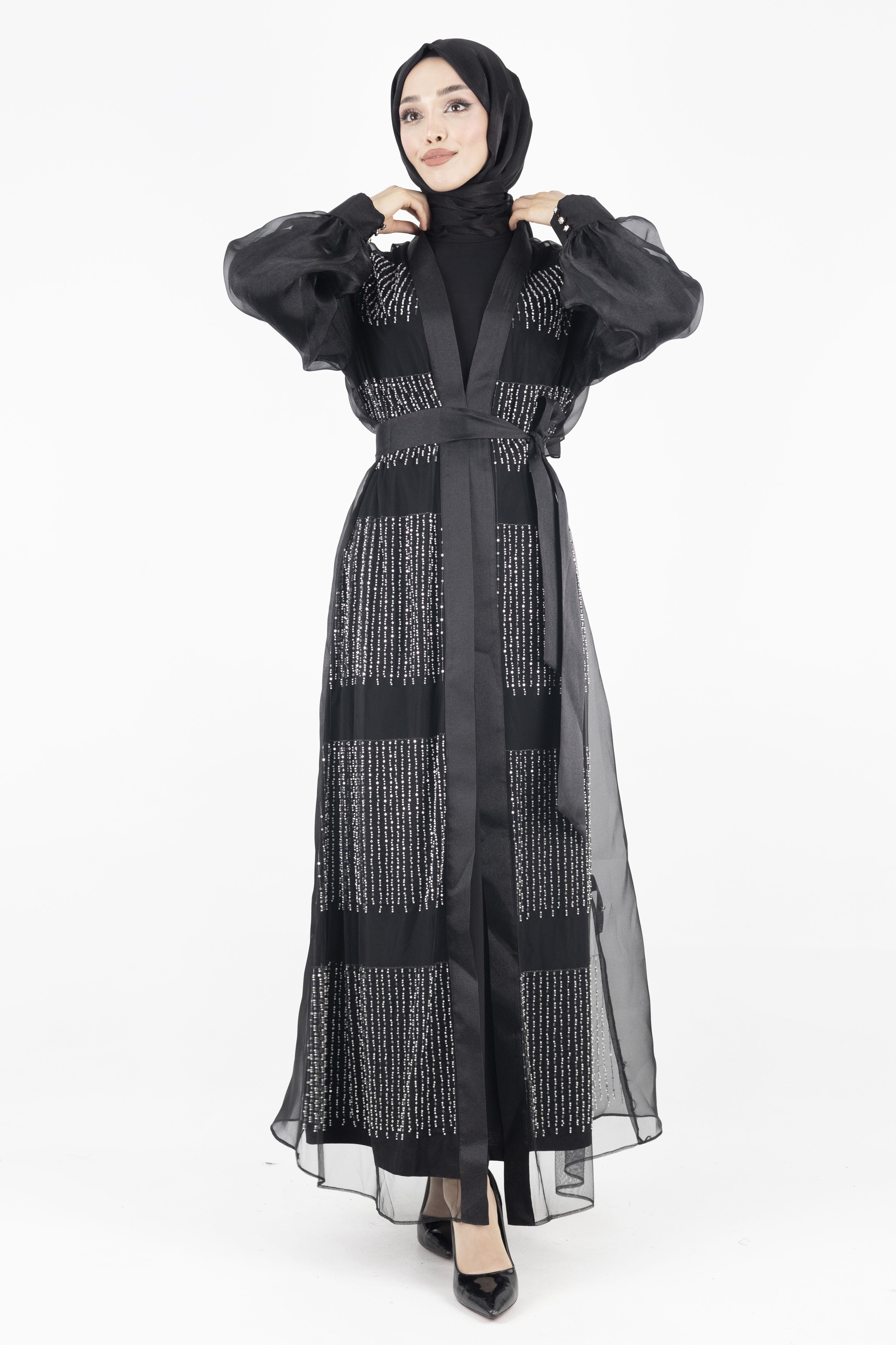Orhan Store Abaya Takım Siyah OTW2614