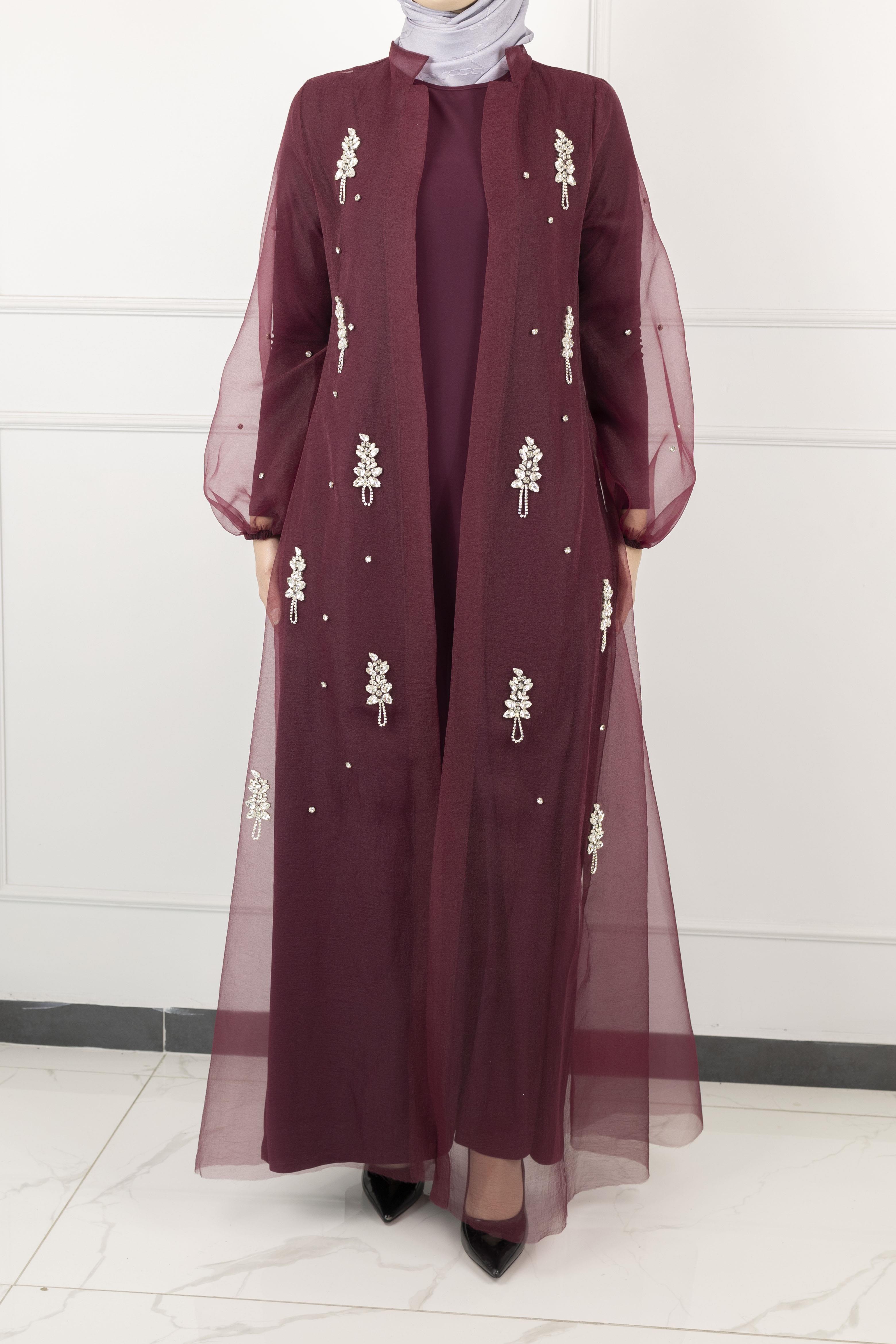 Orhan Store Abayalı Takım Bordo OTW2415