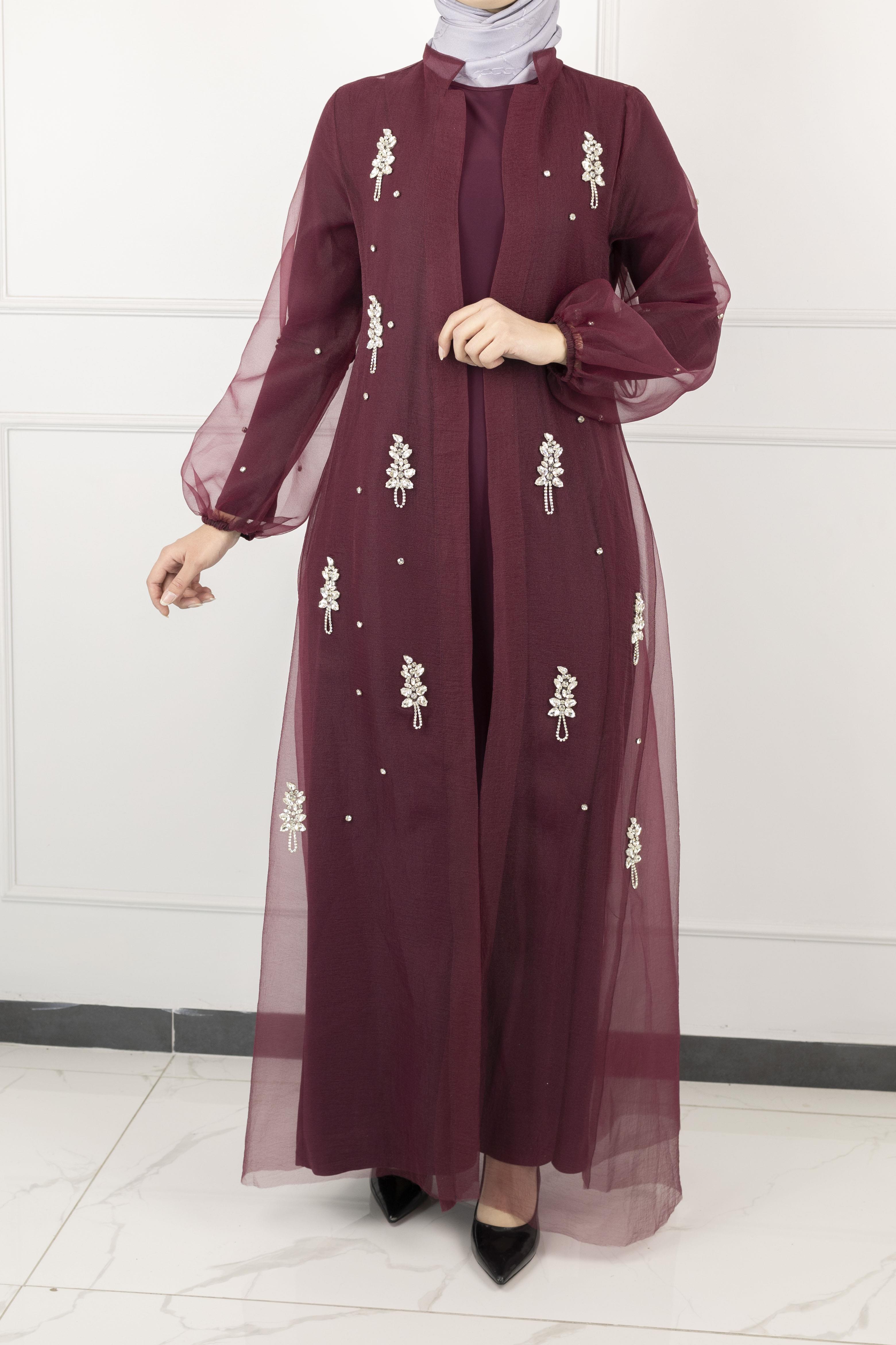 Orhan Store Abayalı Takım Bordo OTW2415
