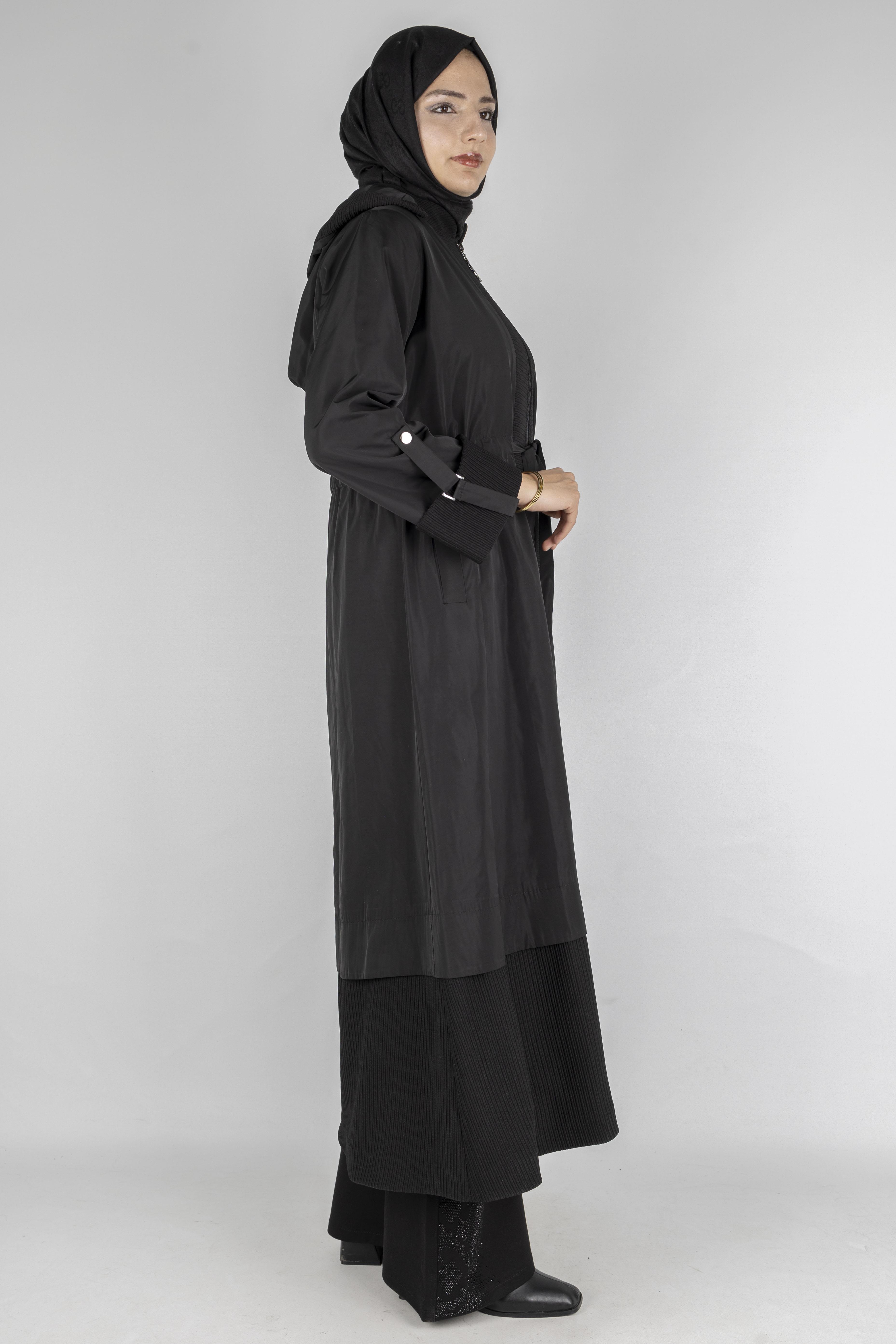 Orhan Store Astarlı Bağcıklı Uzun Kap Siyah OTW1476